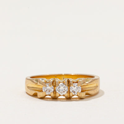 Three Stone Diamond Grooved Ring | 0.31ctw | SZ 7