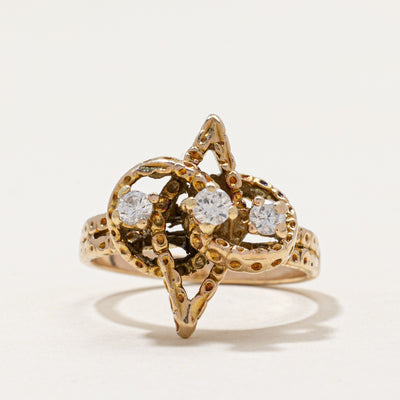 Three Stone Diamond Cross Over Ring | 0.26ctw | SZ 6.75