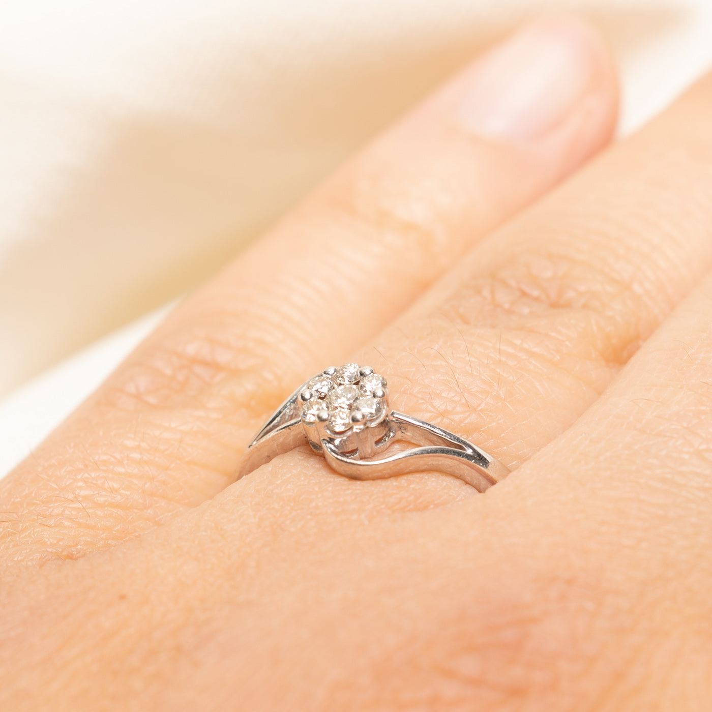 Diamond Cluster Wavy Bypass Ring | 0.20ctw | SZ 6.75