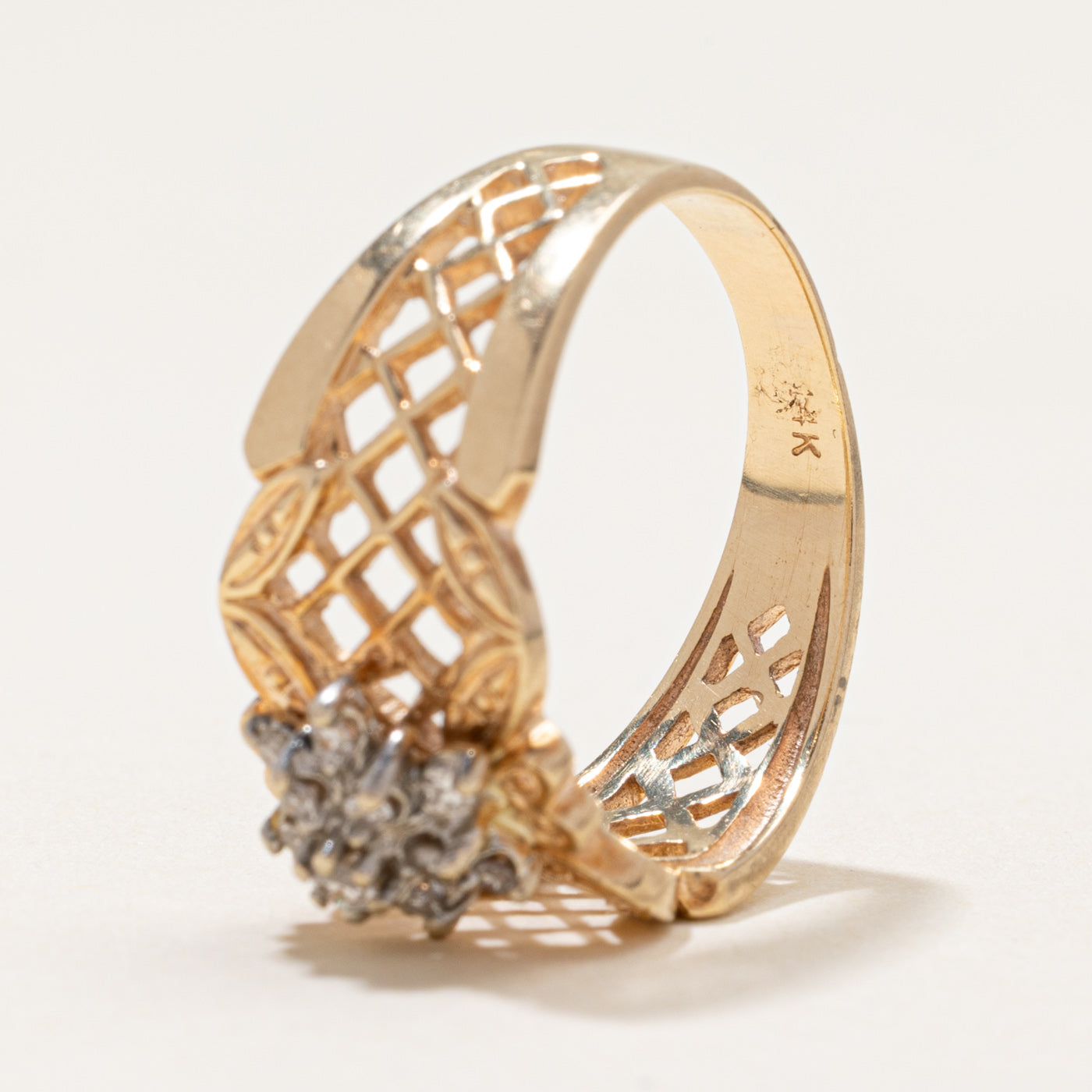 Diamond Cluster Ornate Cocktail Ring | 0.15ctw | SZ 8