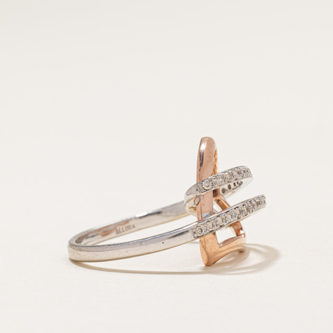 Two Toned Diamond Open Heart Ring | 0.24ctw | SZ 7