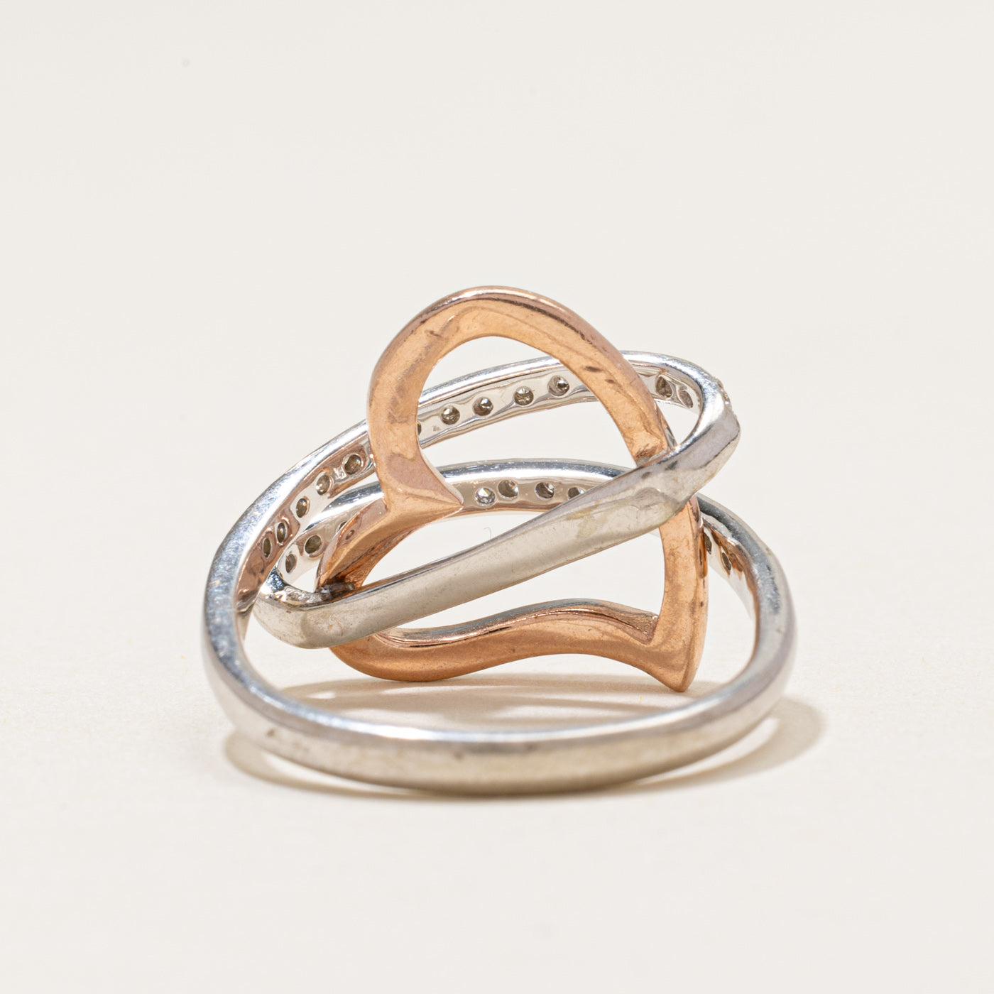 Two Toned Diamond Open Heart Ring | 0.24ctw | SZ 7