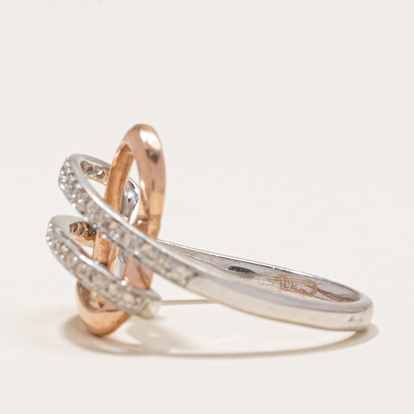 Two Toned Diamond Open Heart Ring | 0.24ctw | SZ 7