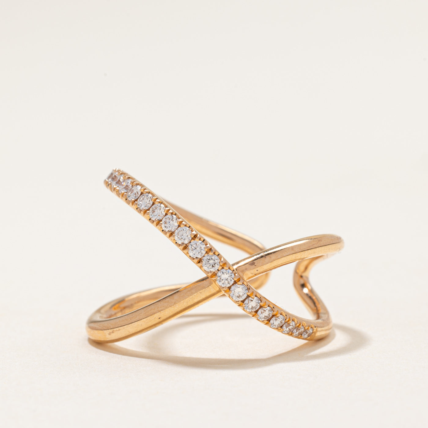 Pavé Set Diamond Cross Over Ring | 0.32ctw | SZ 7.75