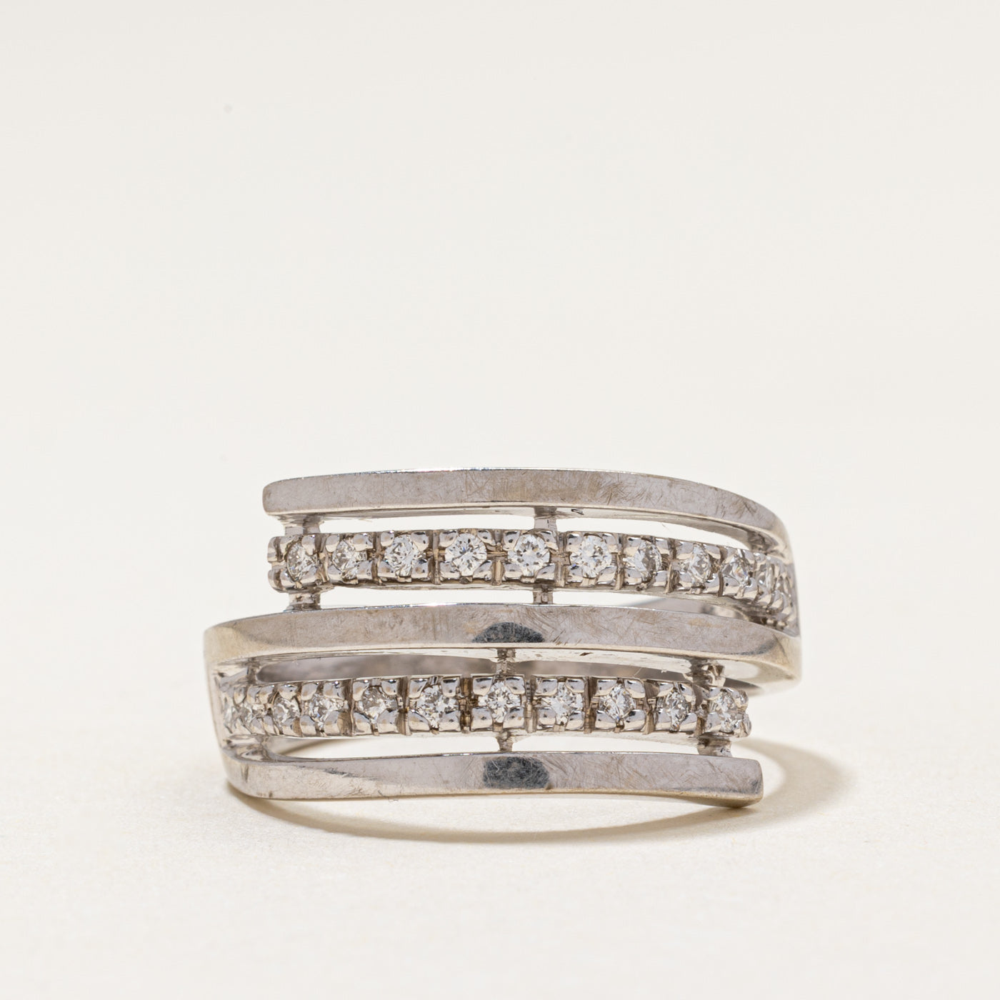 14k Double Row Diamond Bypass Ring | 0.33ctw | SZ 7.5
