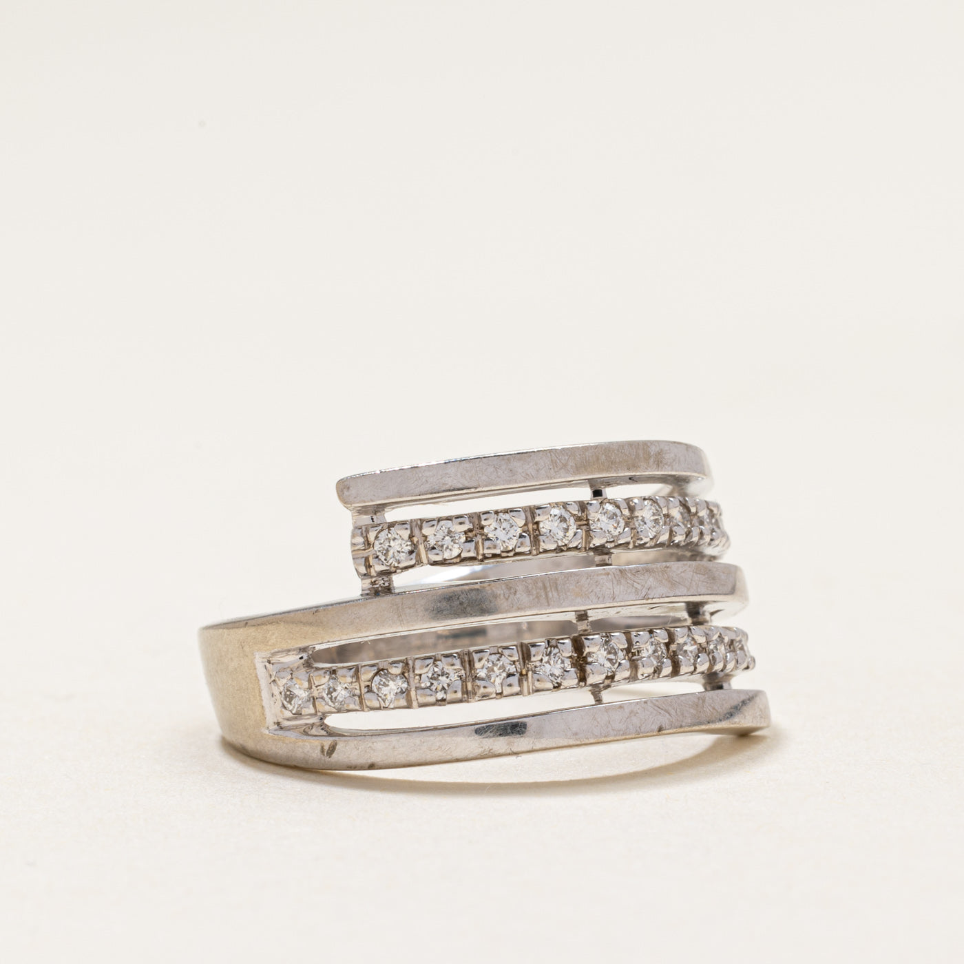 14k Double Row Diamond Bypass Ring | 0.33ctw | SZ 7.5