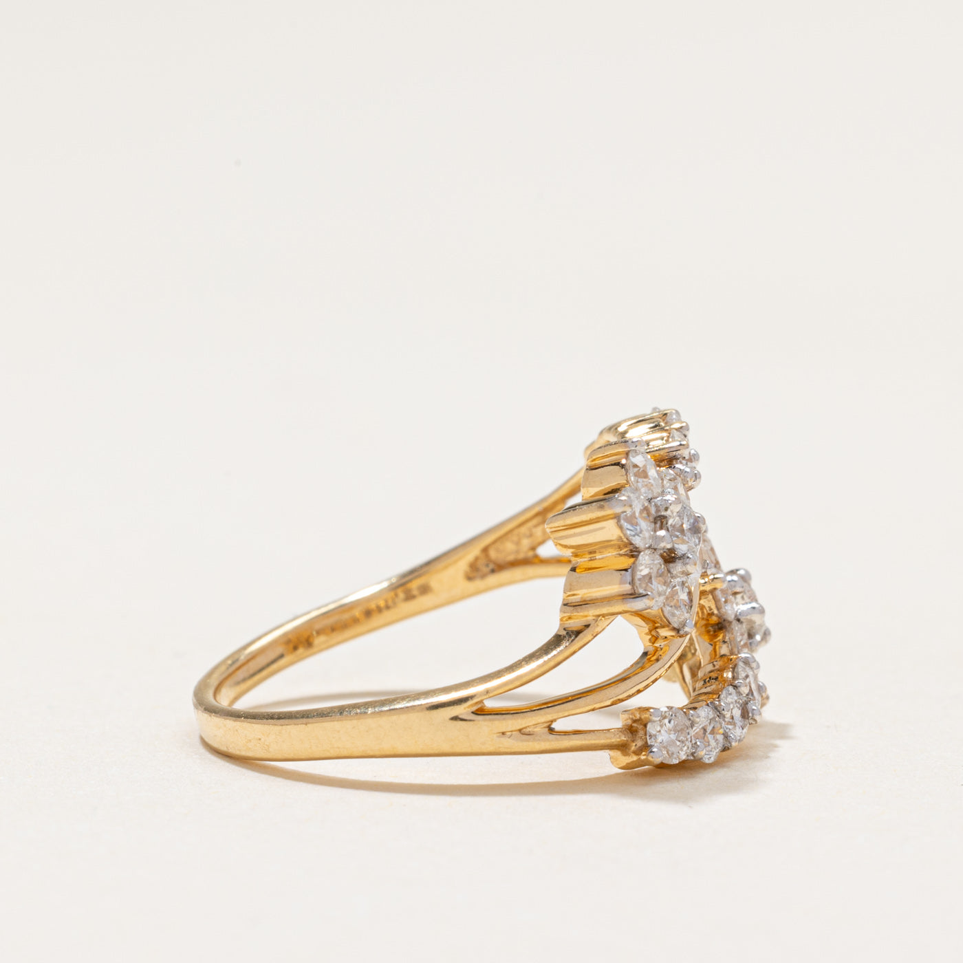 Diamond Double Daisy Wave Ring | 0.96ctw | SZ 6.25