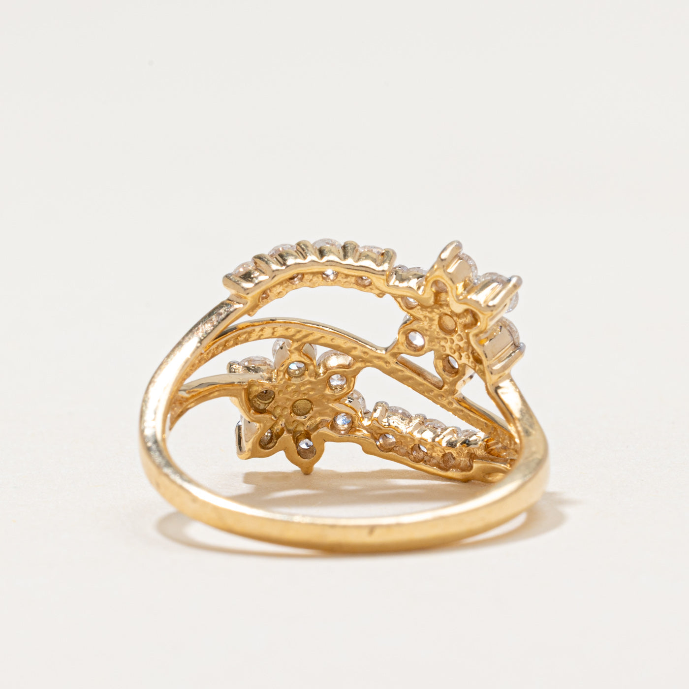Diamond Double Daisy Wave Ring | 0.96ctw | SZ 6.25