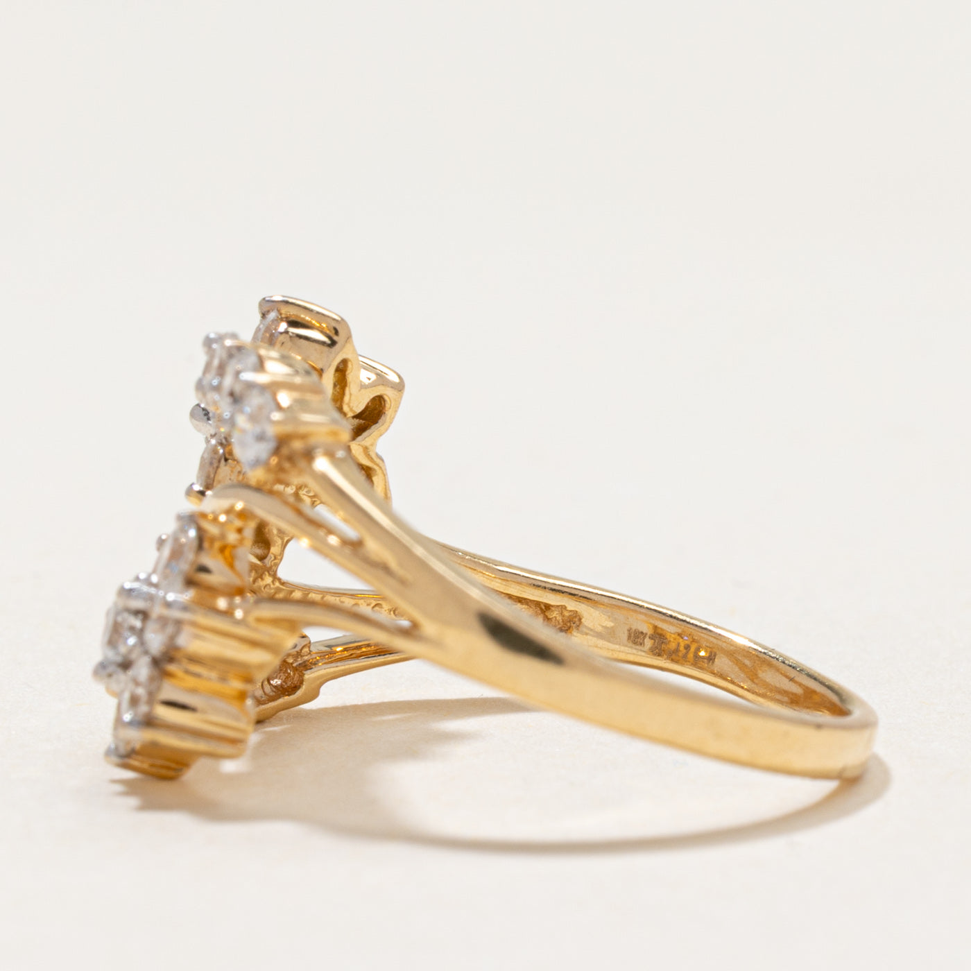 Diamond Double Daisy Wave Ring | 0.96ctw | SZ 6.25