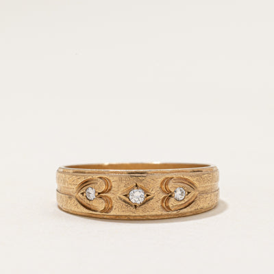 Diamond Heart Engraved Band | 0.11ctw | SZ 11.5