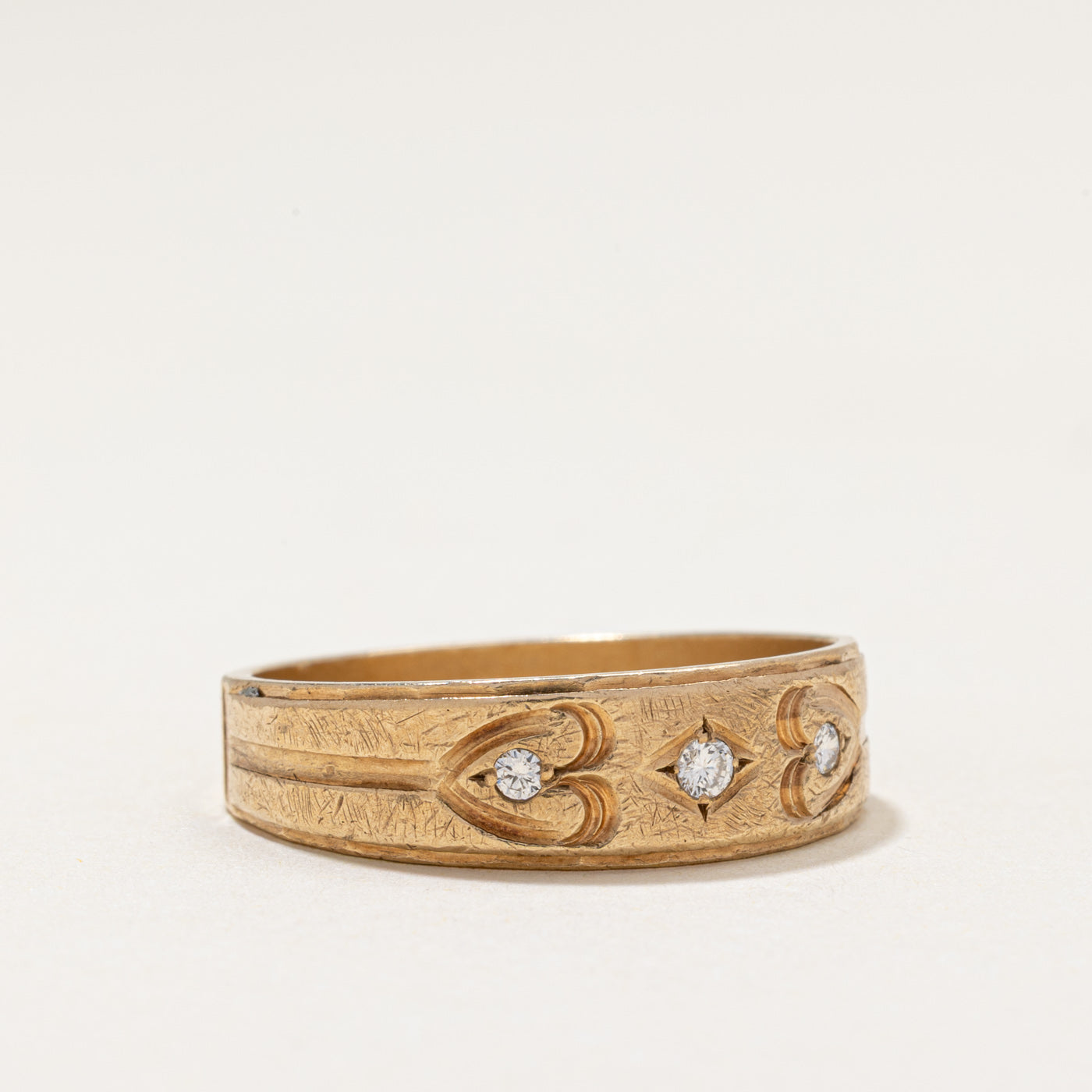 Diamond Heart Engraved Band | 0.11ctw | SZ 11.5