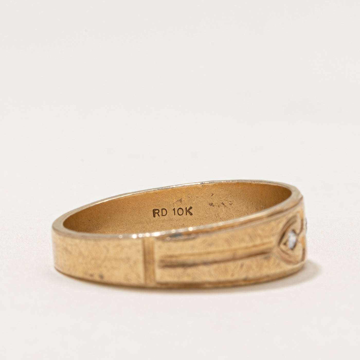 Diamond Heart Engraved Band | 0.11ctw | SZ 11.5