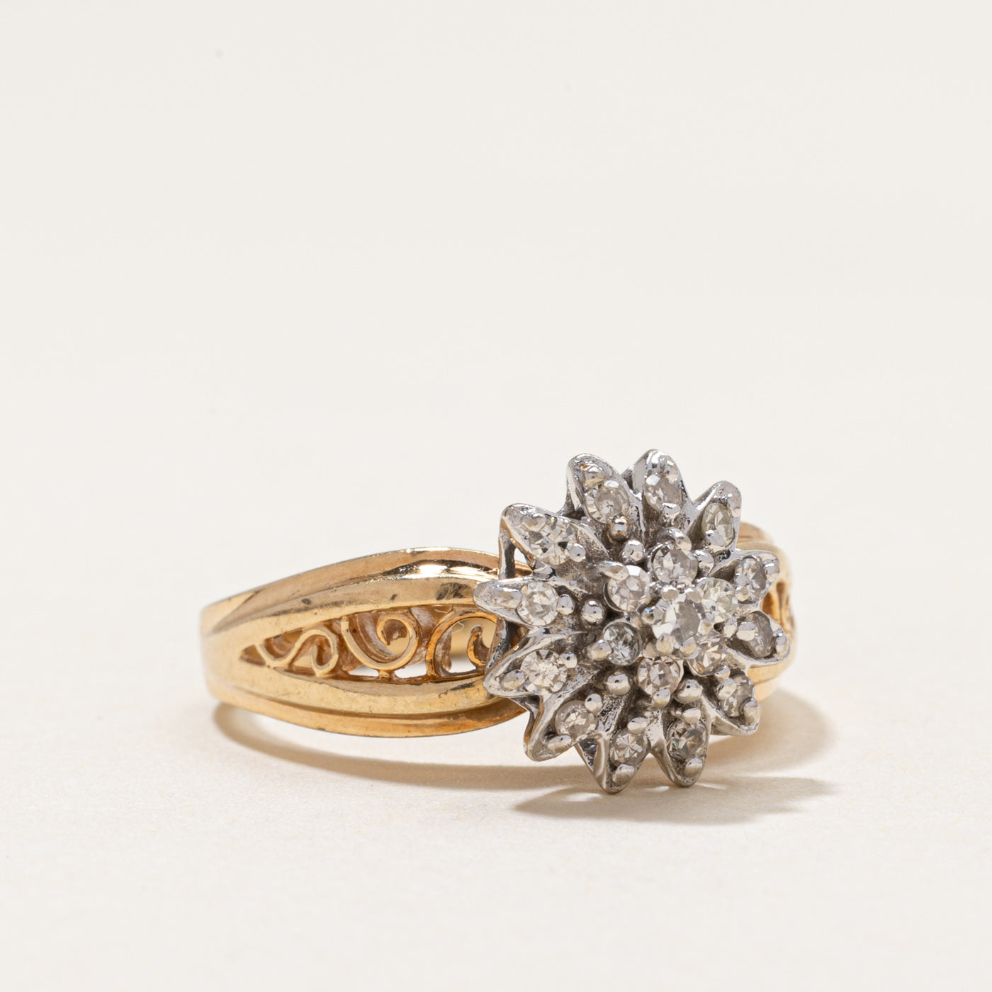 Diamond Cluster Scrollwork Ring | 0.29ctw | SZ 6