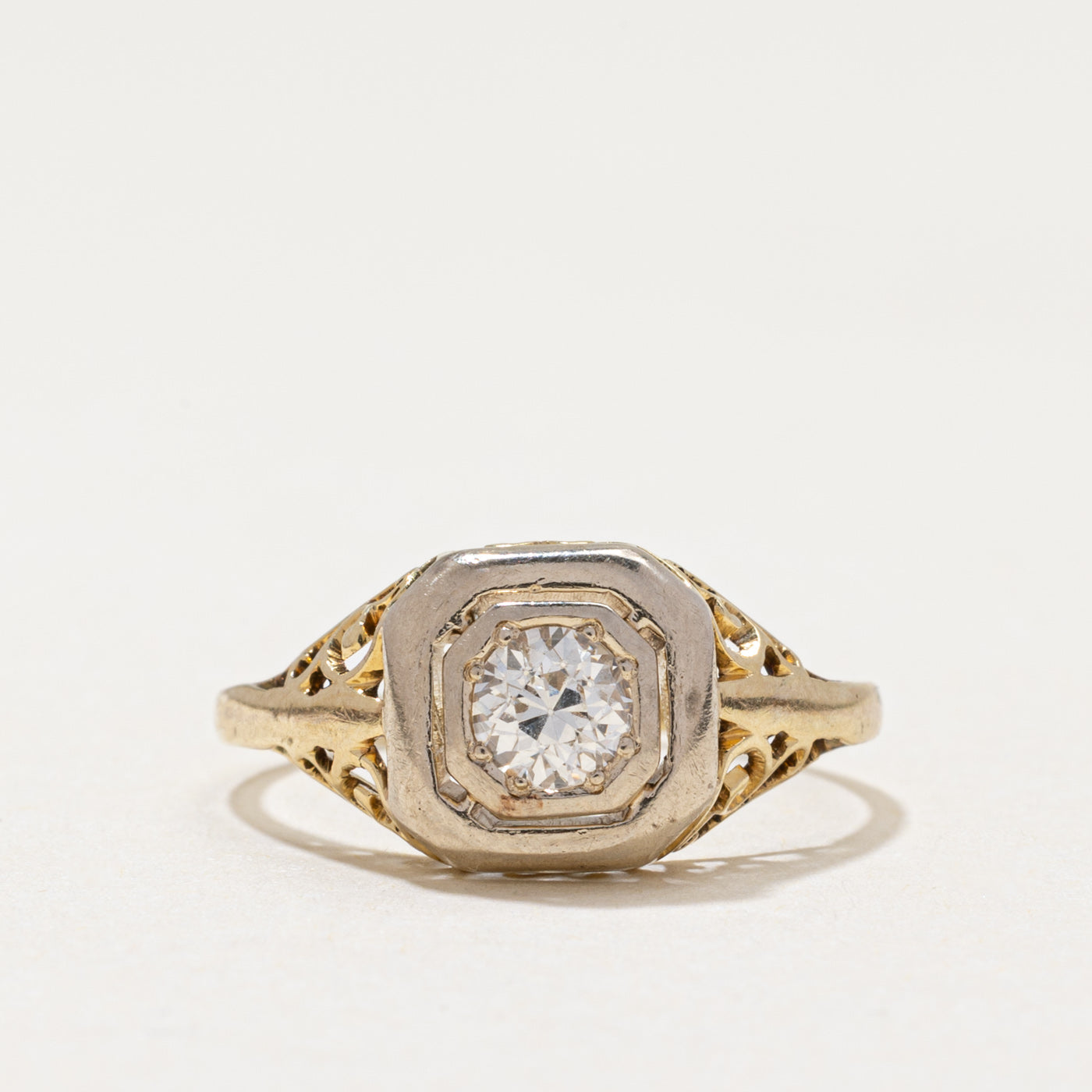 Two Tone Gold Diamond Tapered Ring | 0.31ct | SZ 5.75