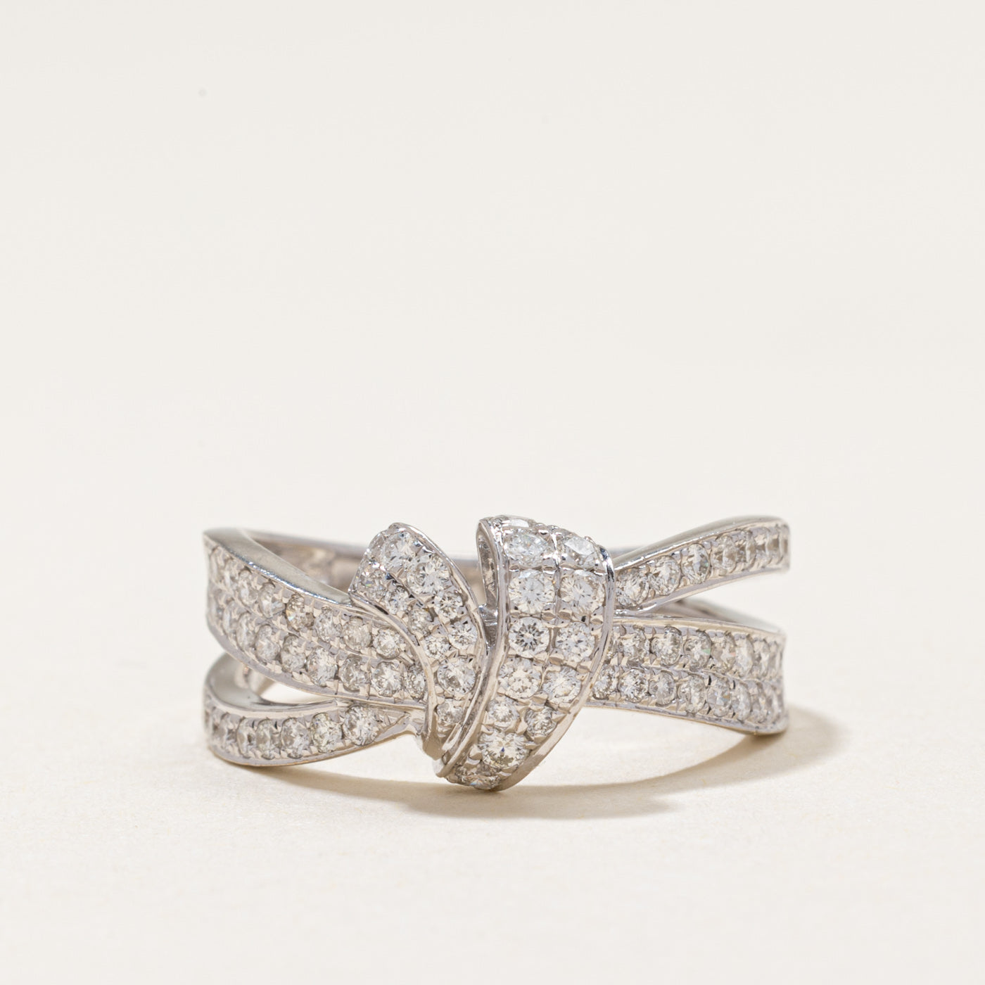 14k Diamond Cross Over Knot Ring | 0.75ctw | SZ 6.75