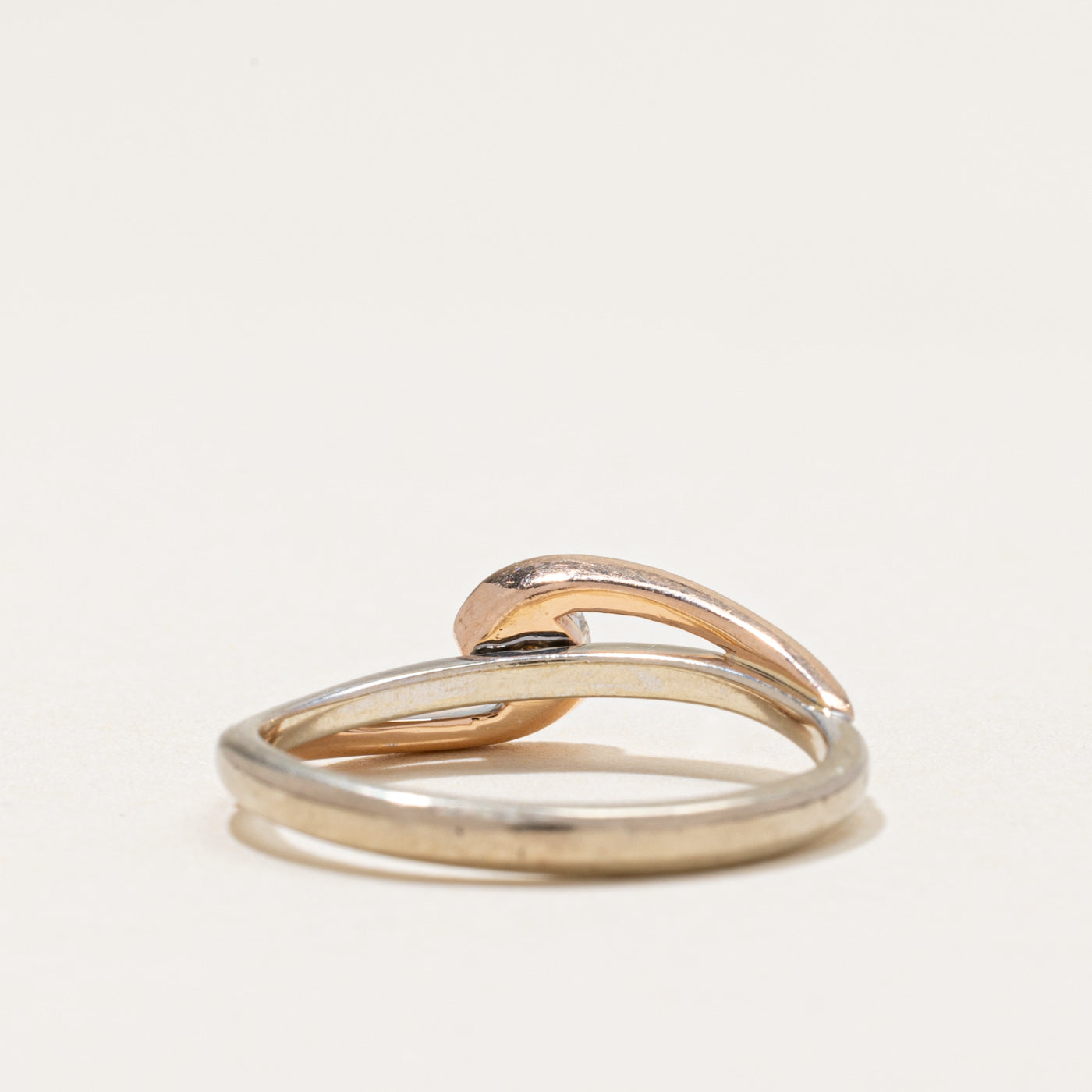 Two Tone Gold Diamond Bypass Ring | 0.20ct | SZ 5.25