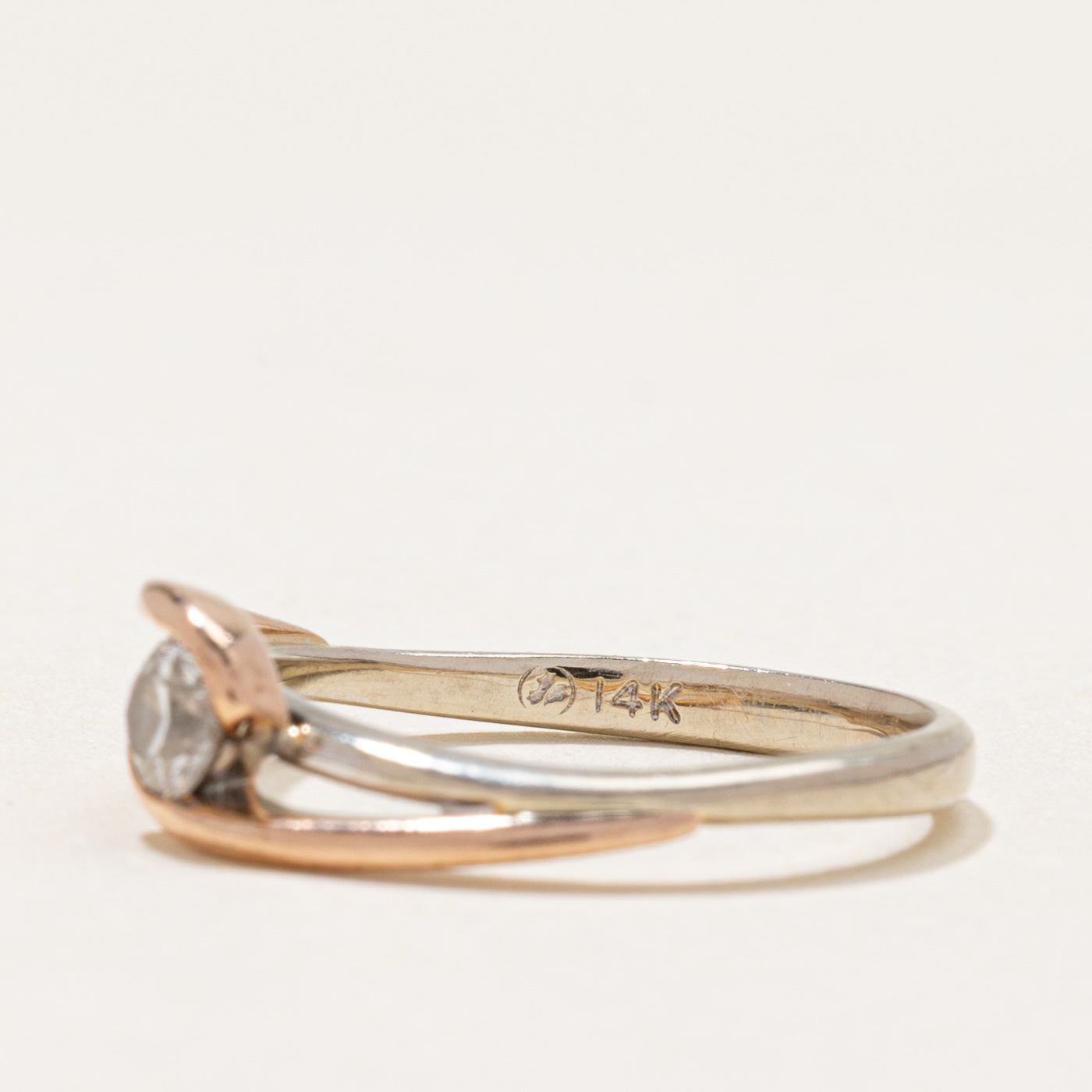 Two Tone Gold Diamond Bypass Ring | 0.20ct | SZ 5.25