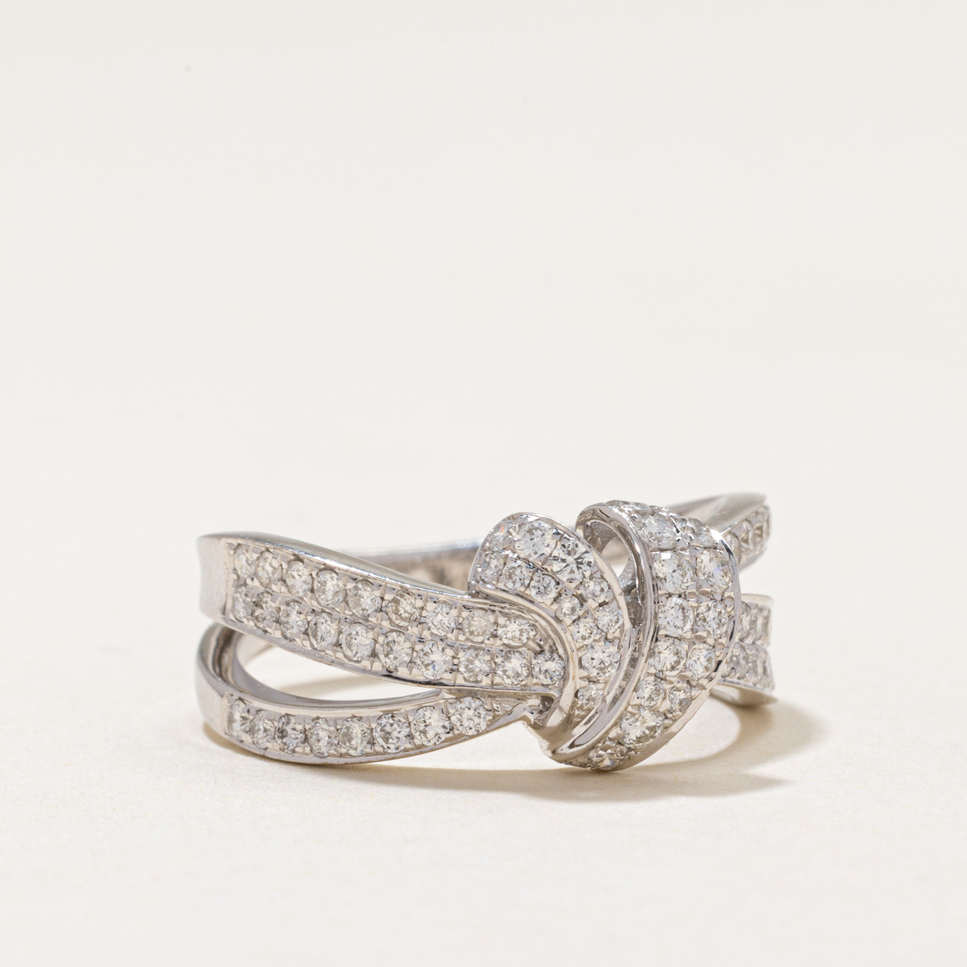 14k Diamond Cross Over Knot Ring | 0.75ctw | SZ 6.75