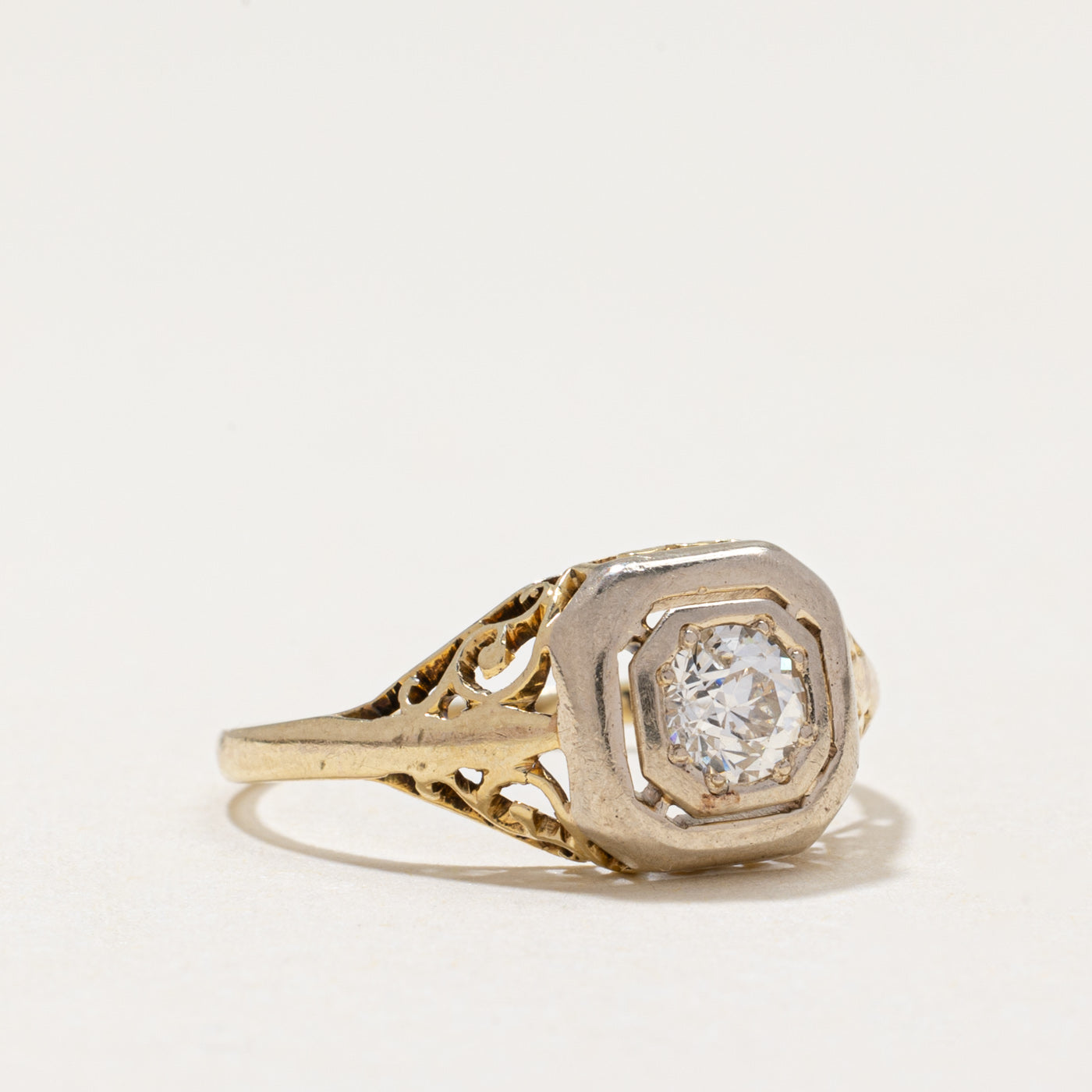 Two Tone Gold Diamond Tapered Ring | 0.31ct | SZ 5.75