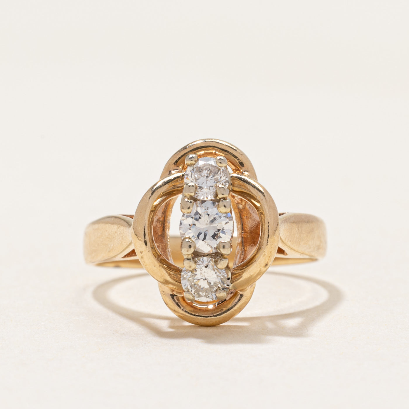 Three Stone Diamond Column Ring | 0.31ctw | SZ 4