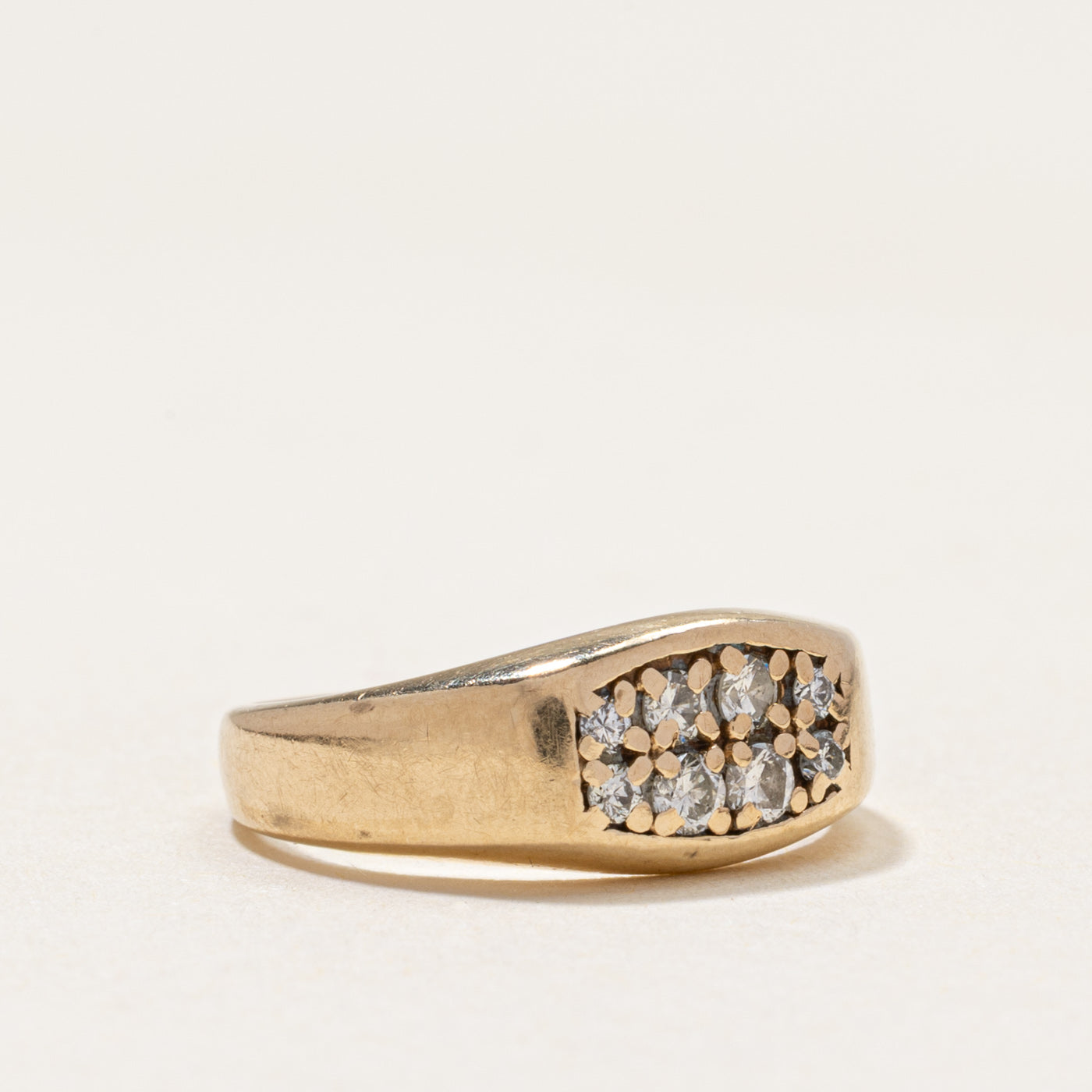 Bague conique en or 10 carats sertie de diamants | 0,20 ct au total | Taille 3