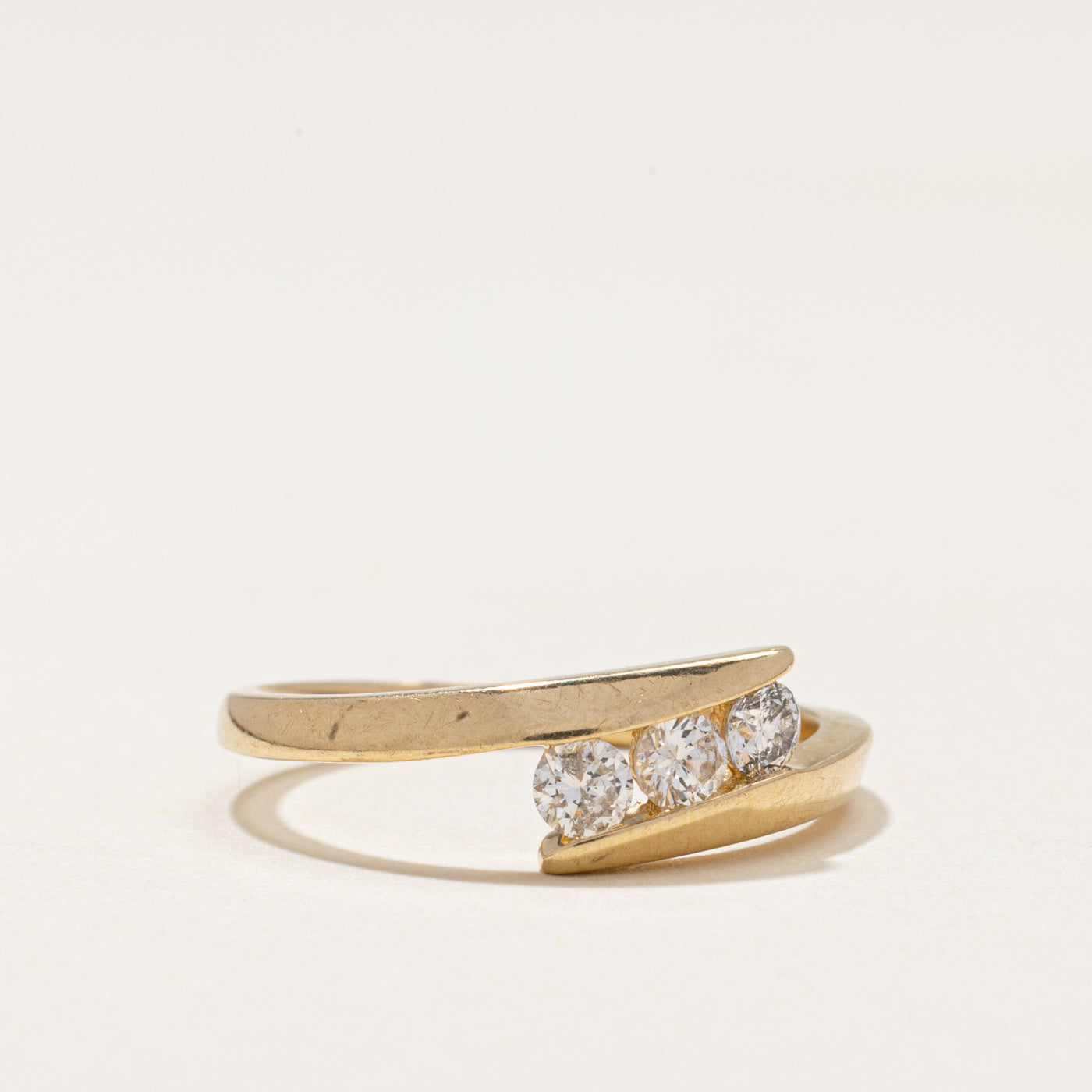 Three Stone Diamond Bypass Ring | 0.33ctw | SZ 6.5