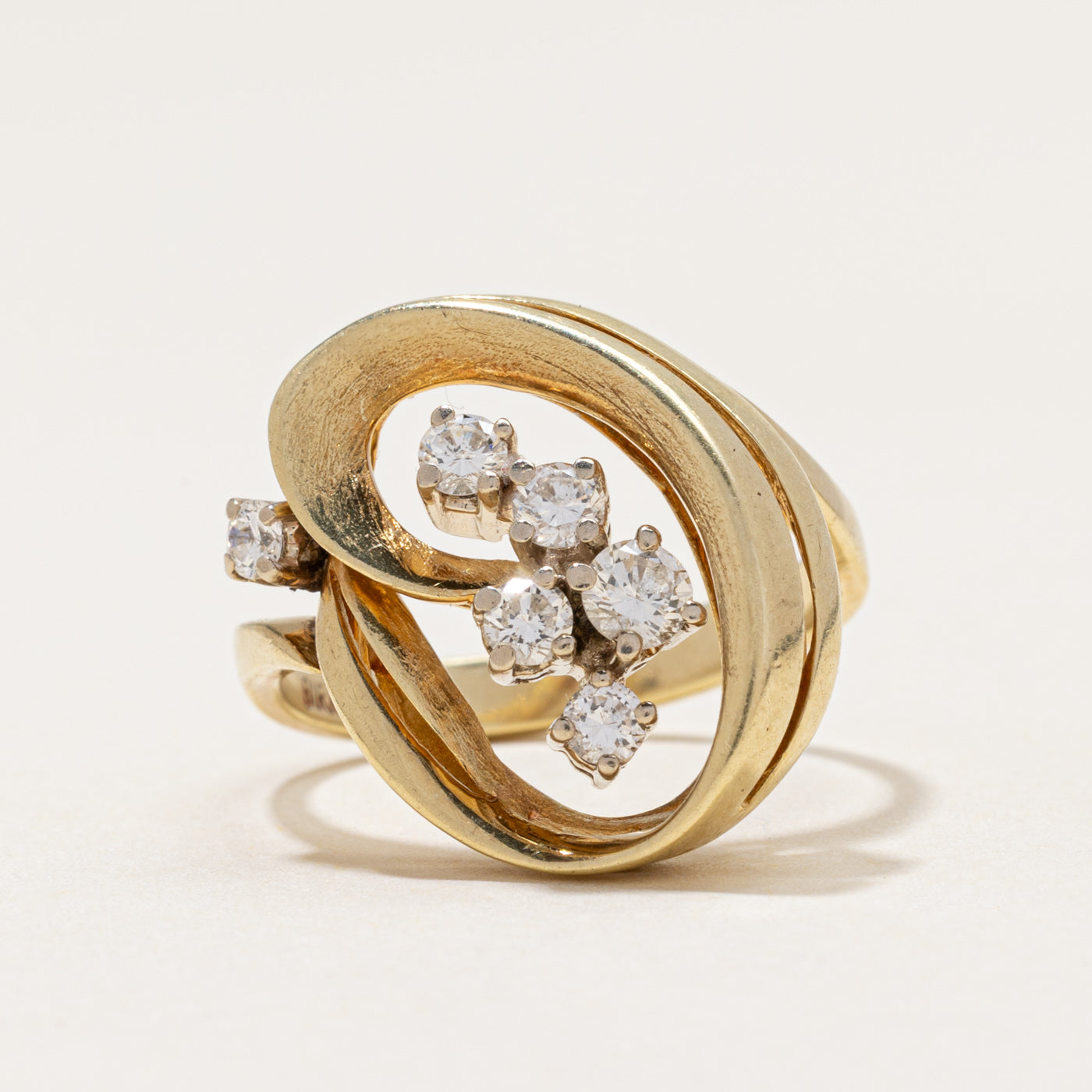 14k Diamond Open Swirl Cocktail Ring | 0.44ctw | SZ 6.25