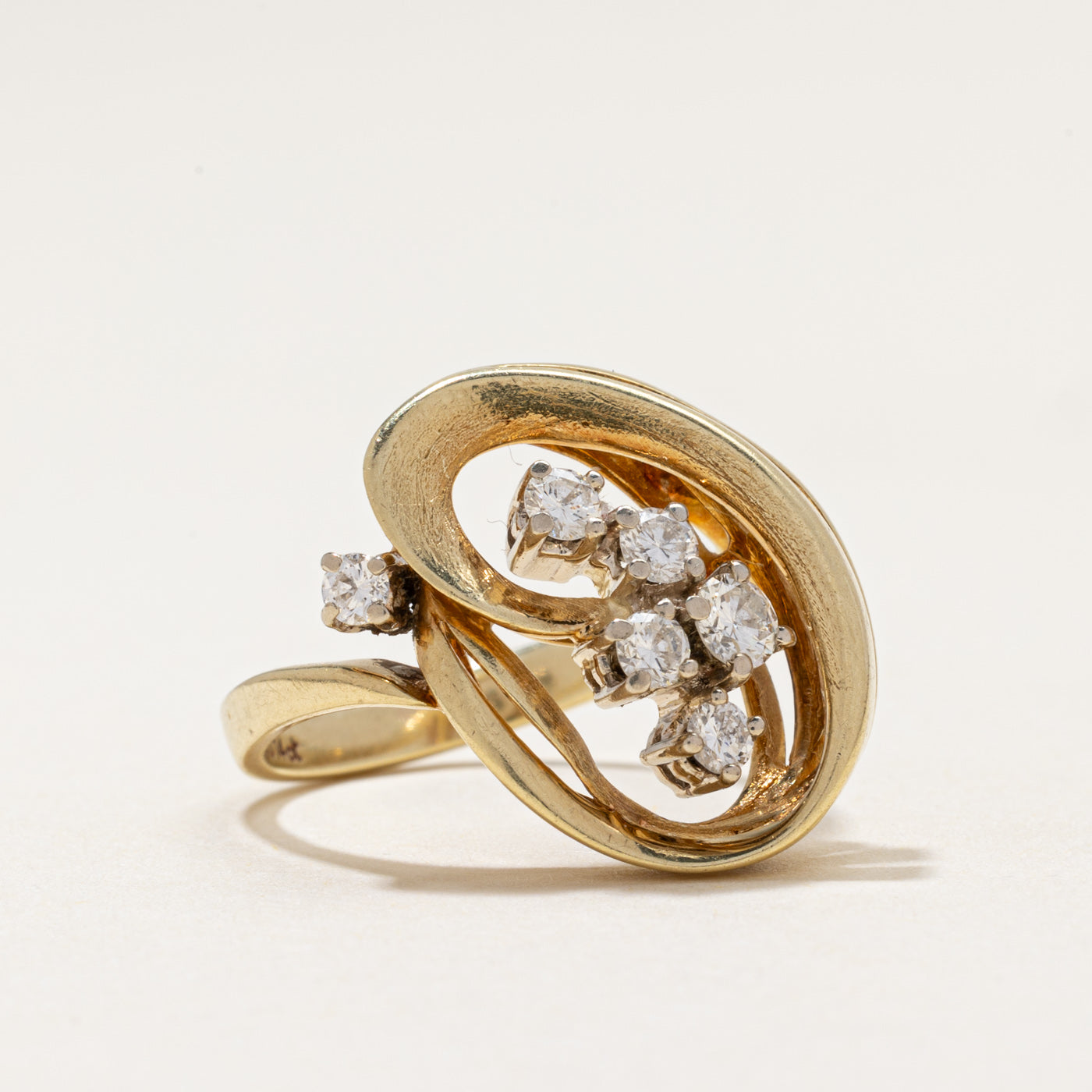 14k Diamond Open Swirl Cocktail Ring | 0.44ctw | SZ 6.25