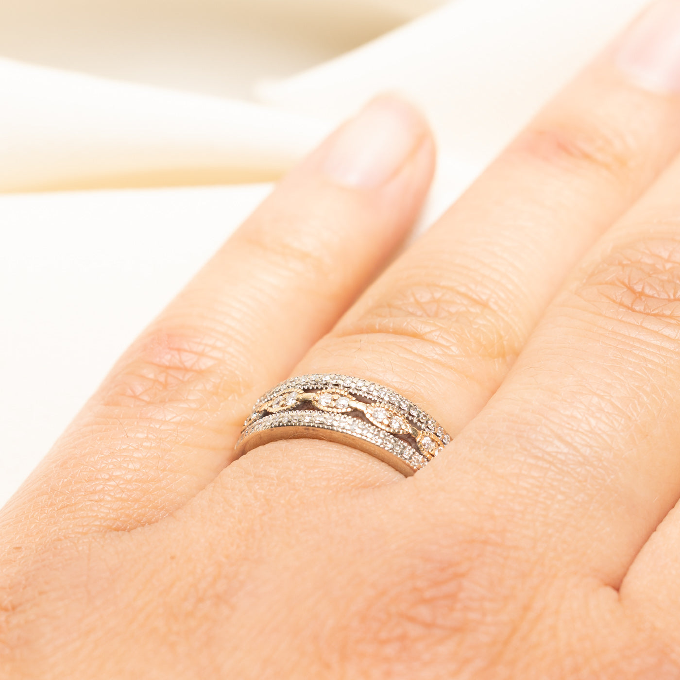 Multi Row Diamond Openwork Band | 0.17ctw | SZ 6.25