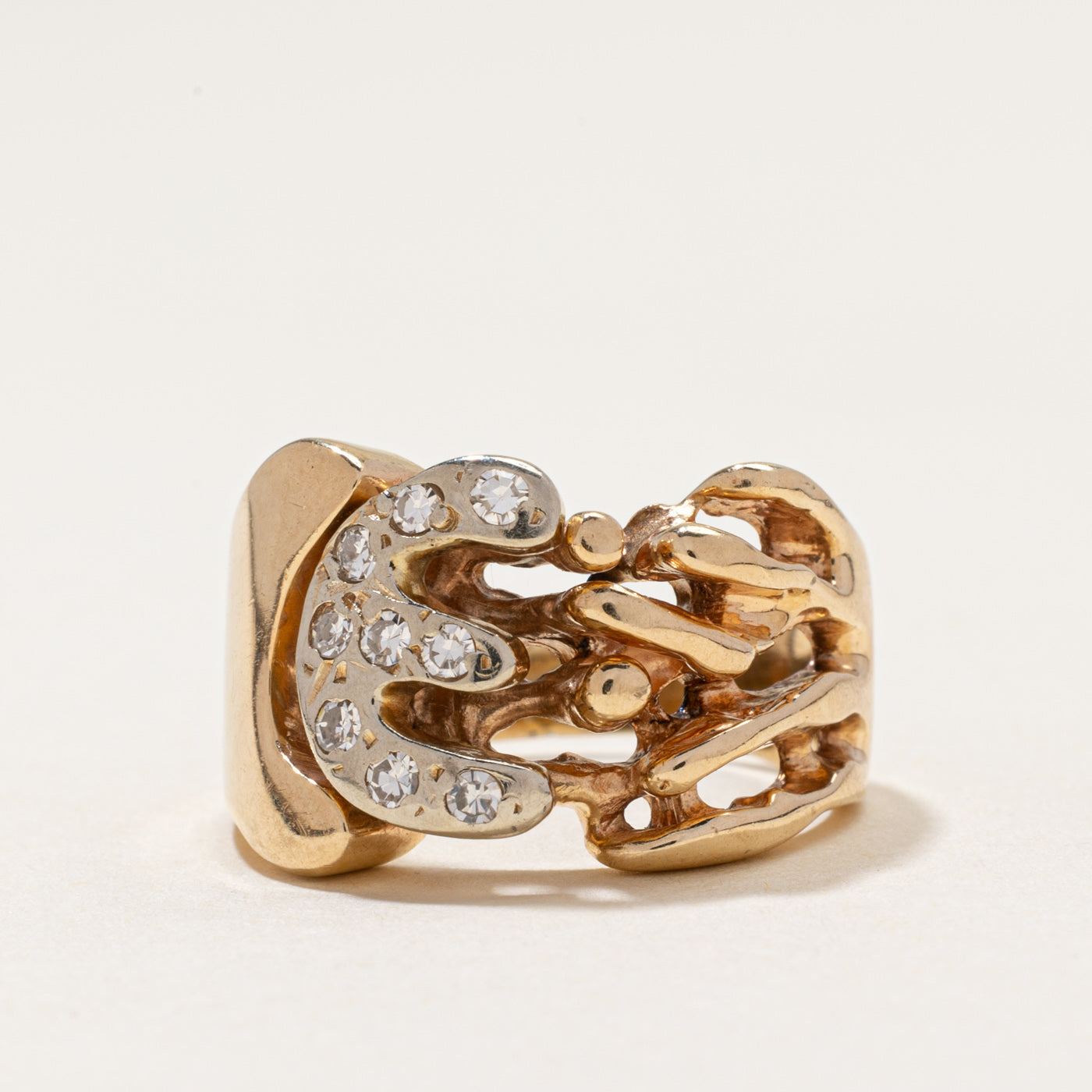 Diamond "E" Abstract Cocktail Ring | 0.22ctw | SZ 6.5