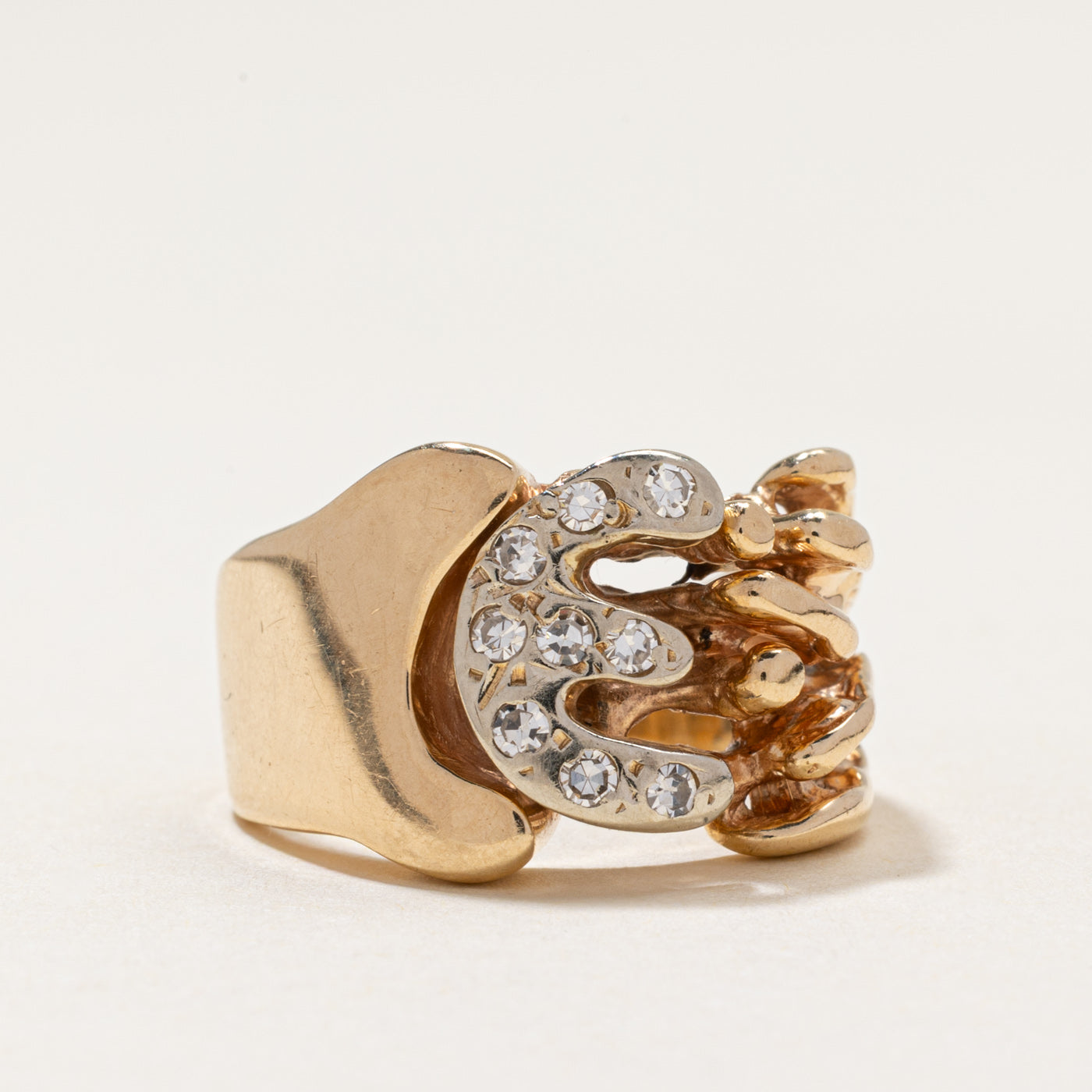 Diamond "E" Abstract Cocktail Ring | 0.22ctw | SZ 6.5
