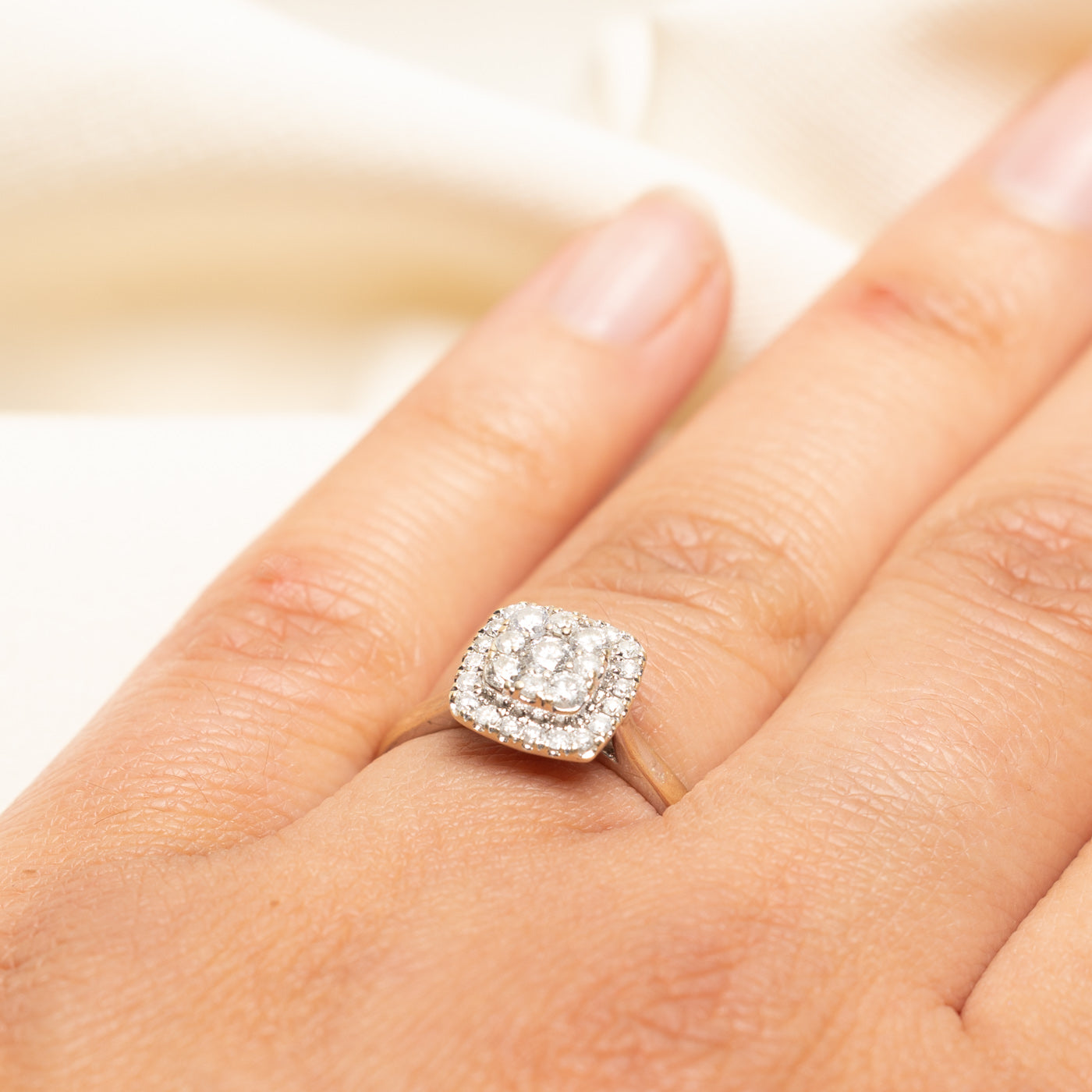 Diamond Square Cluster Halo Ring | 0.50ctw | SZ 5.75