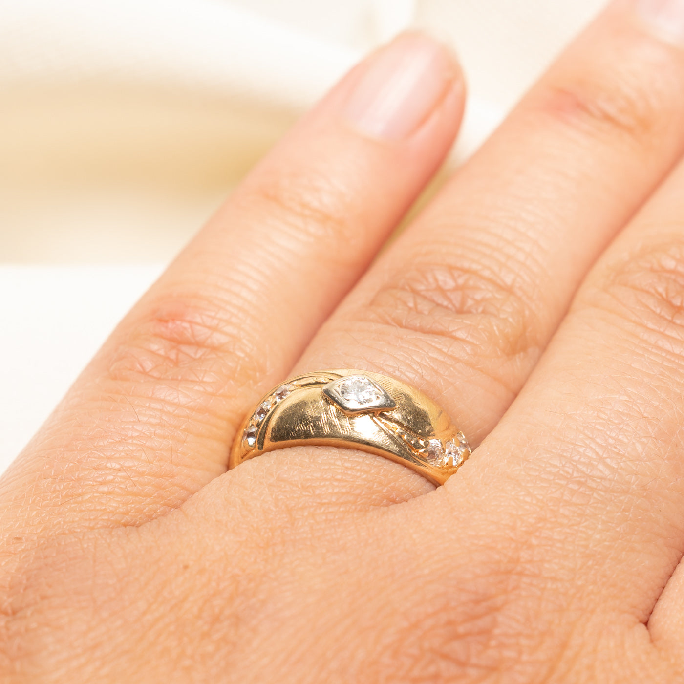 'Birks' Diamond Engraved Ring | 0.25ctw | SZ 7.75