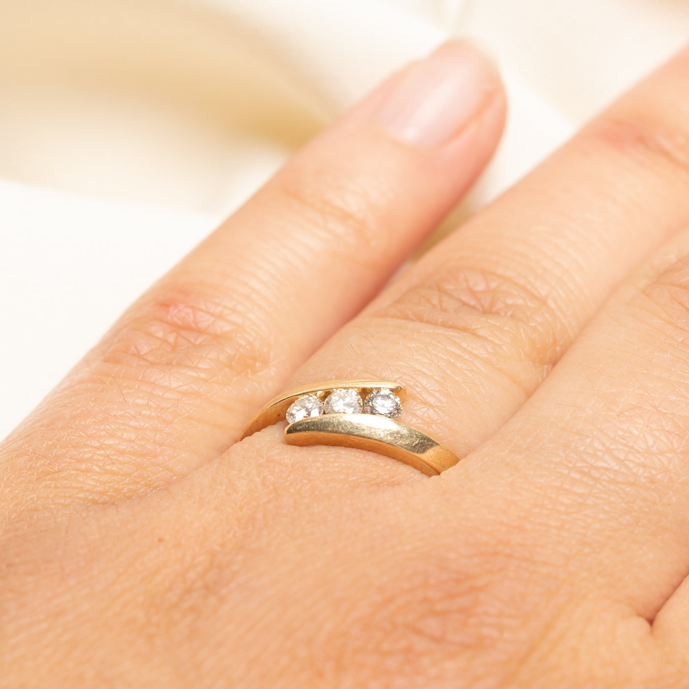 Three Stone Diamond Bypass Ring | 0.33ctw | SZ 6.5