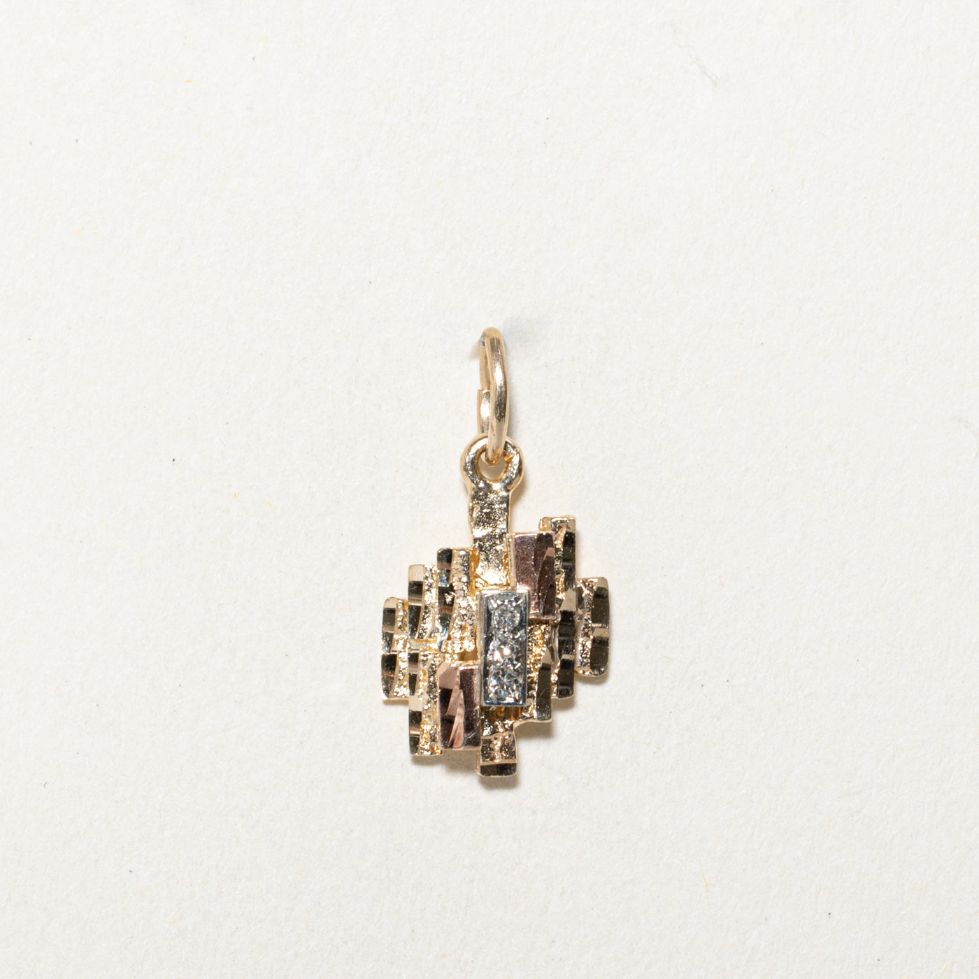 Three Stone Diamond Textured Pendant | 0.03ctw