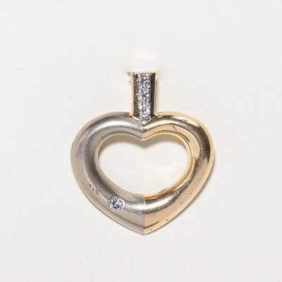 Two Tone Gold Diamond Heart Pendant | 0.26ctw