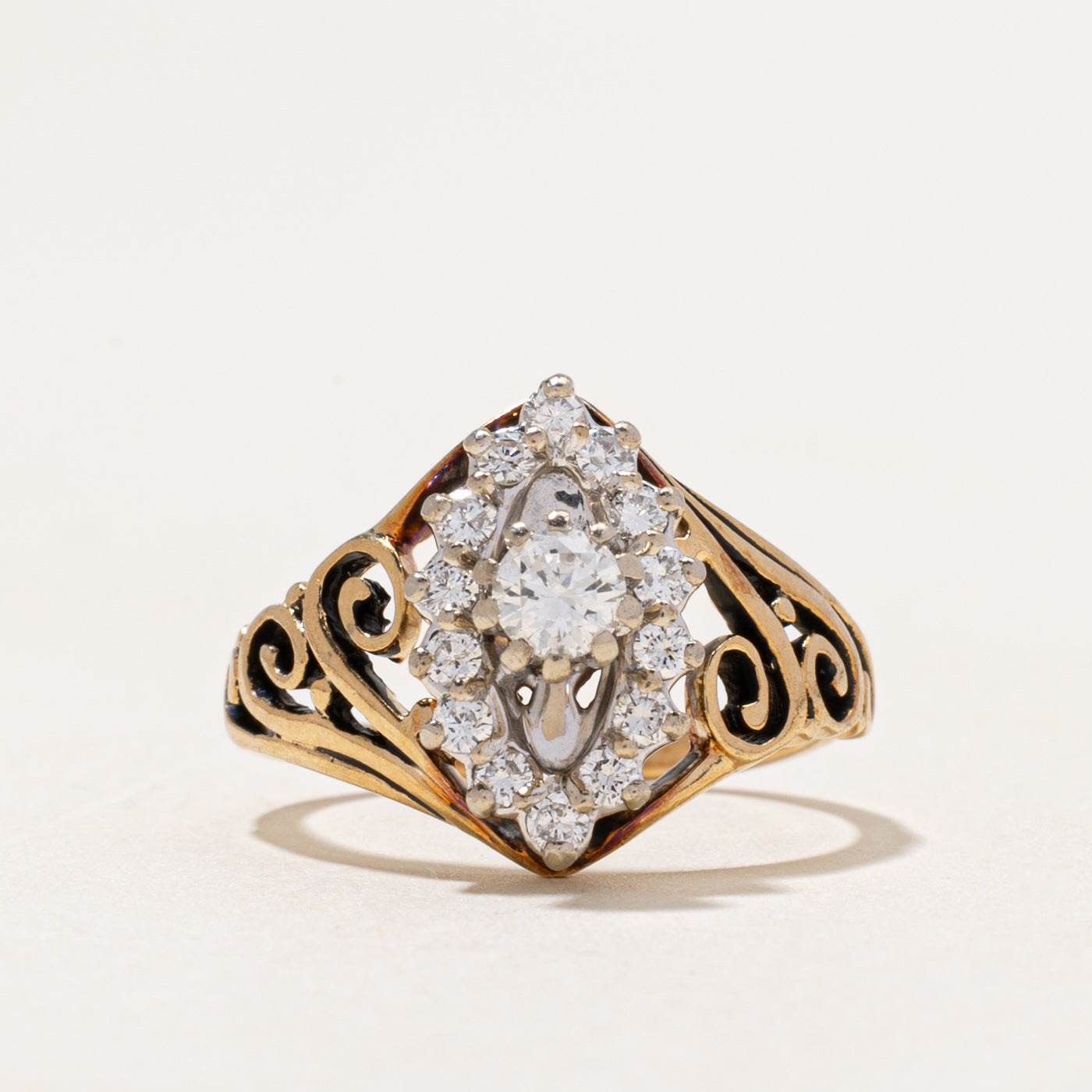 Diamond Marquise Cluster Scrollwork Ring | 0.50ctw | SZ 5.5