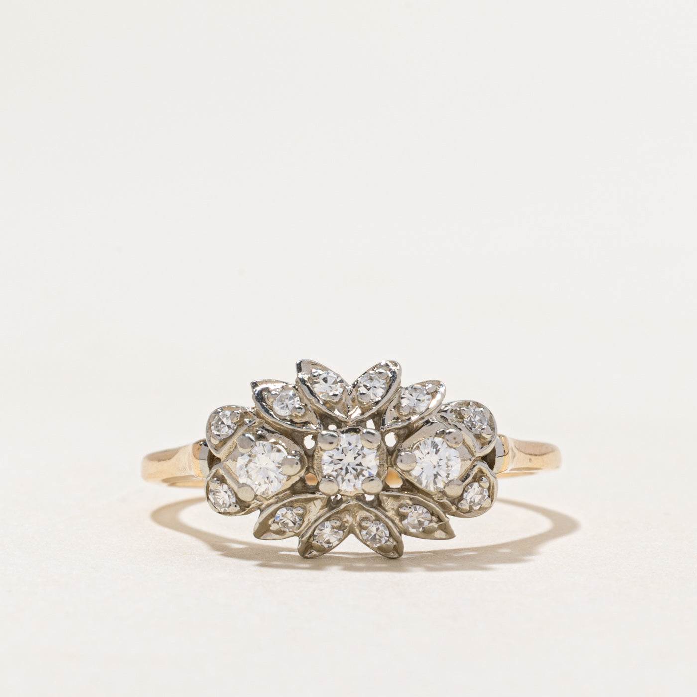 Yellow Gold Diamond Cluster Ring | 0.41ctw | SZ 10