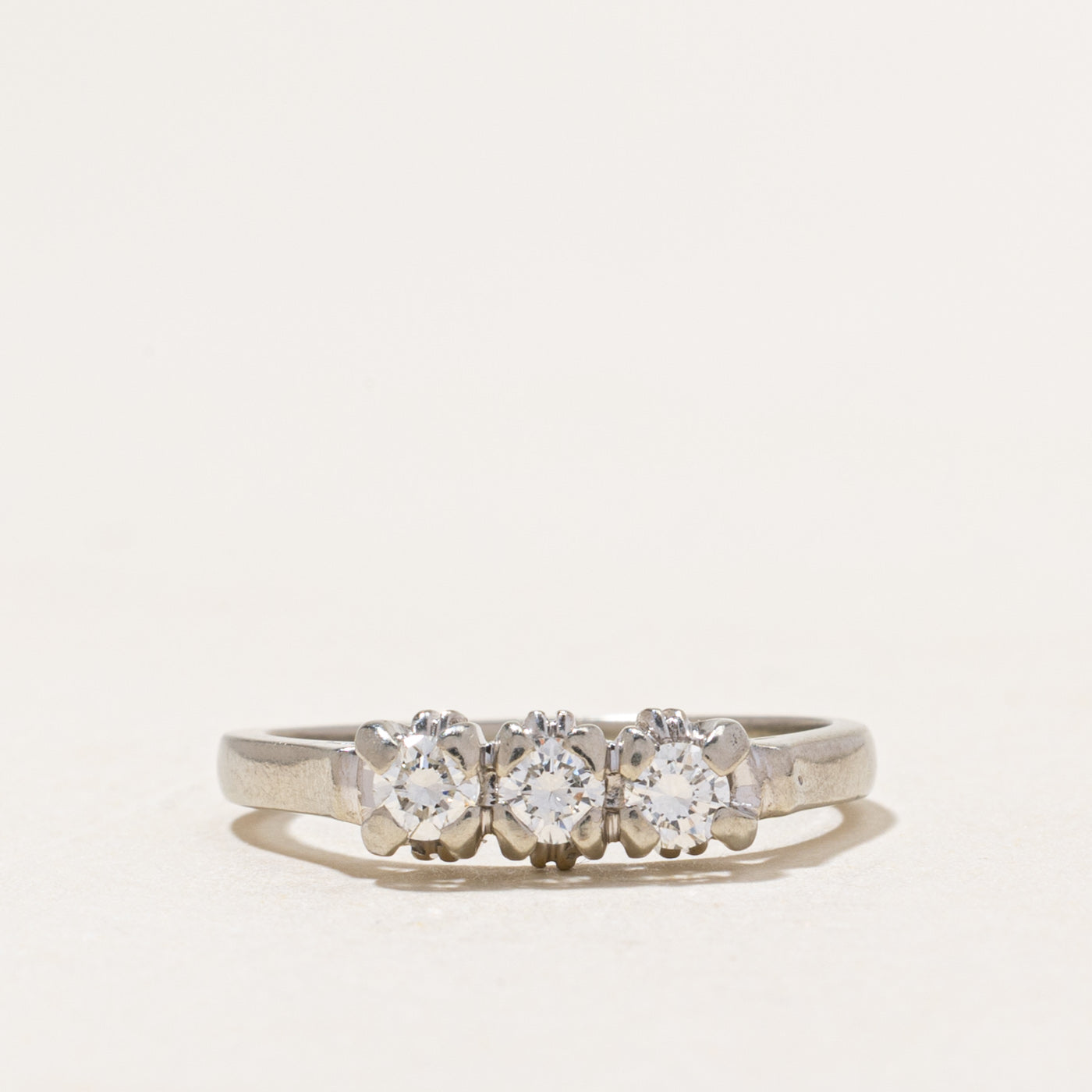 18k White Gold Three Stone Diamond Ring | 0.30ctw | SZ 6