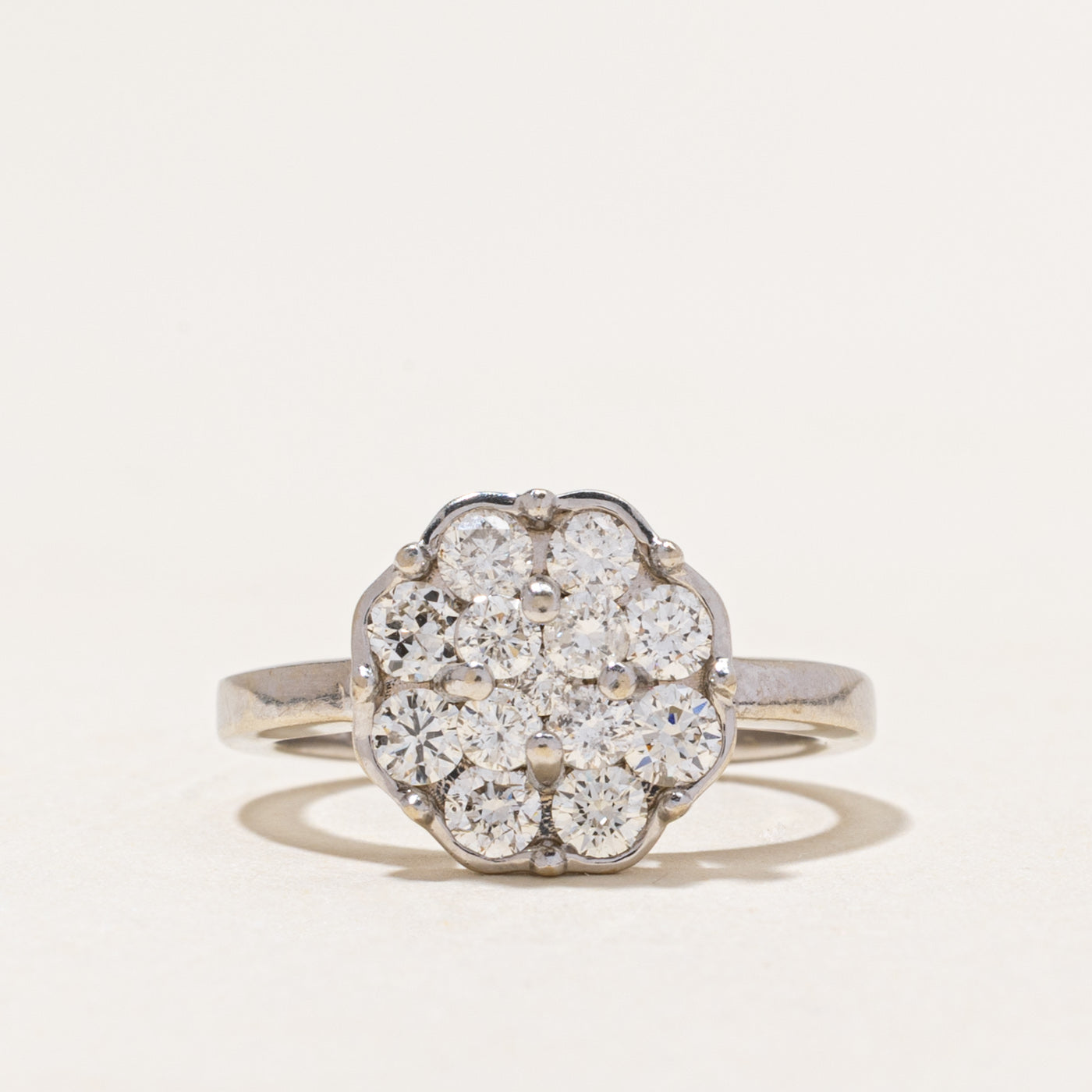 White Gold Diamond Cluster Ring | 0.80ctw | SZ 4.5