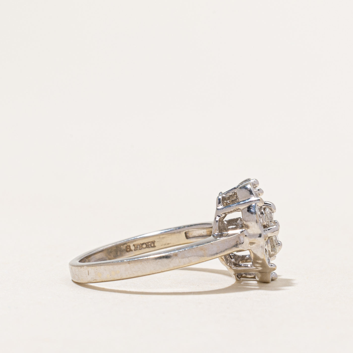 White Gold Diamond Cluster Ring | 0.80ctw | SZ 4.5