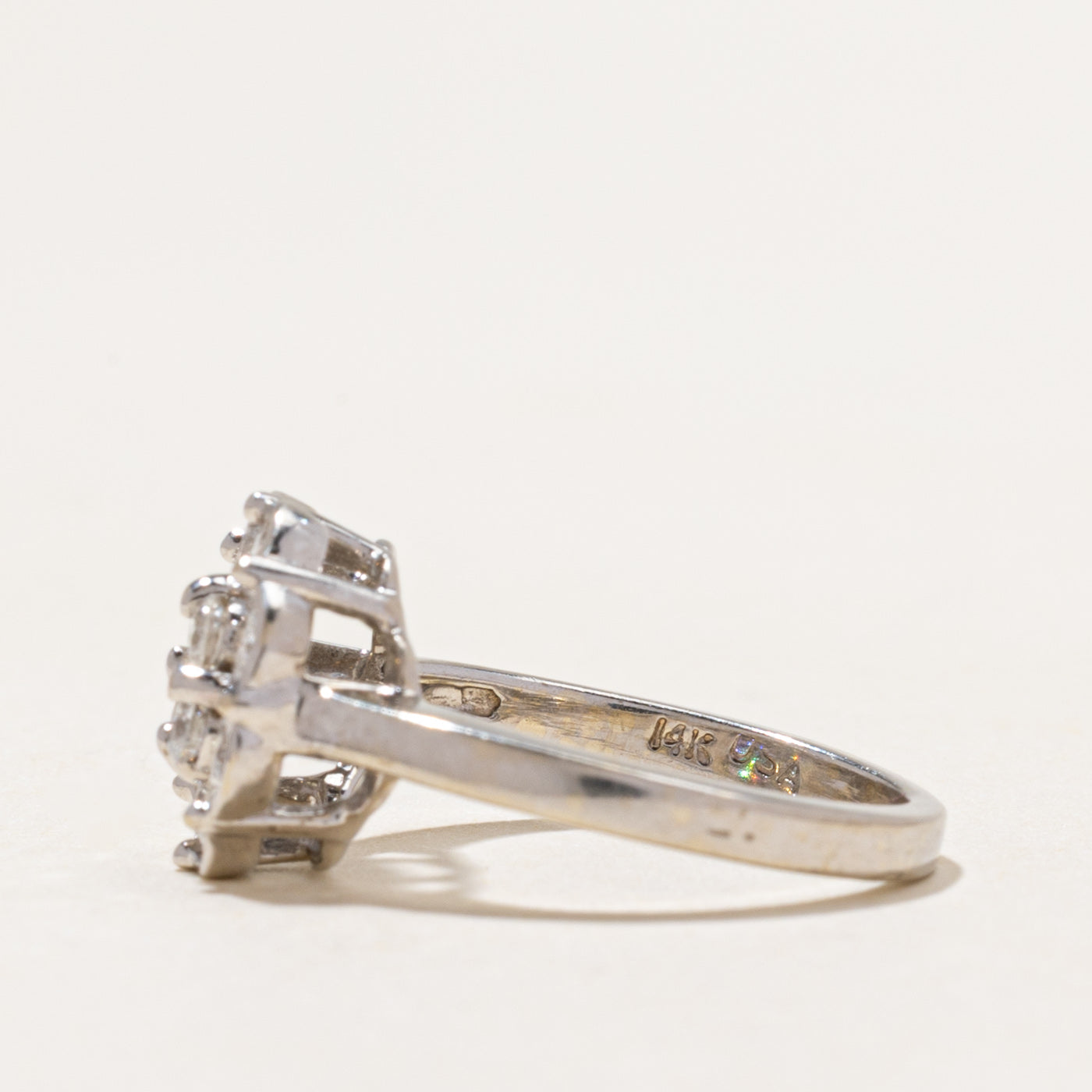 White Gold Diamond Cluster Ring | 0.80ctw | SZ 4.5