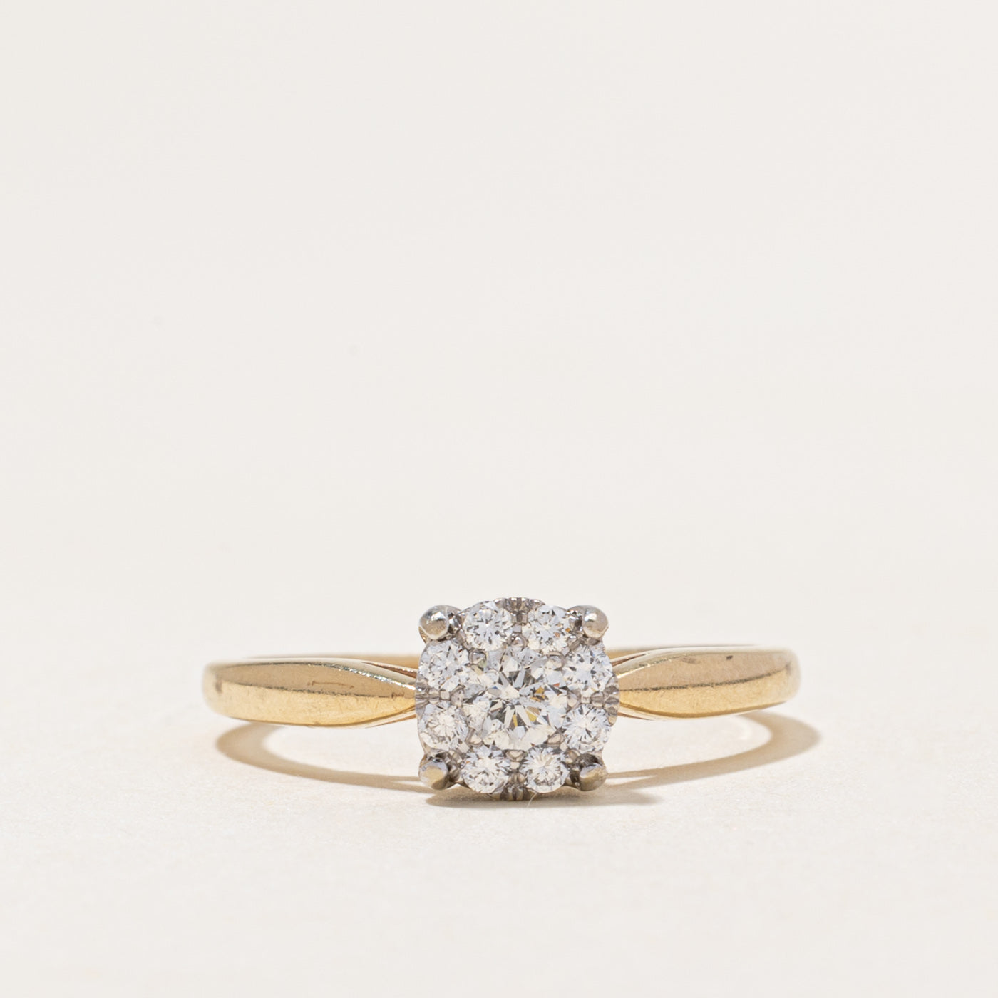 Yellow Gold Diamond Halo Reverse Tapered Ring | 0.34ctw | SZ 6.5