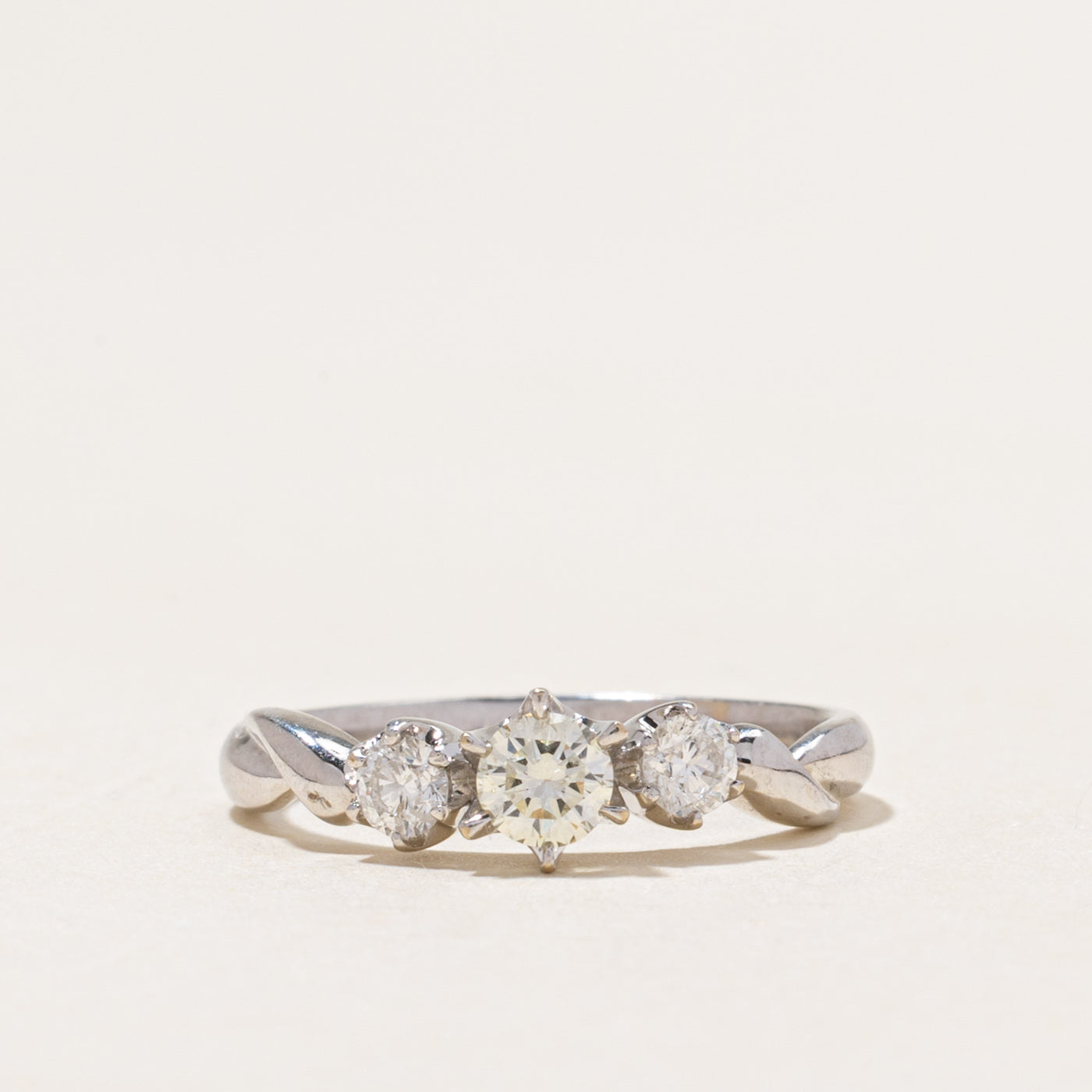 18k Three Stone Yellow & White Diamond Ring | 0.43ctw | SZ 5