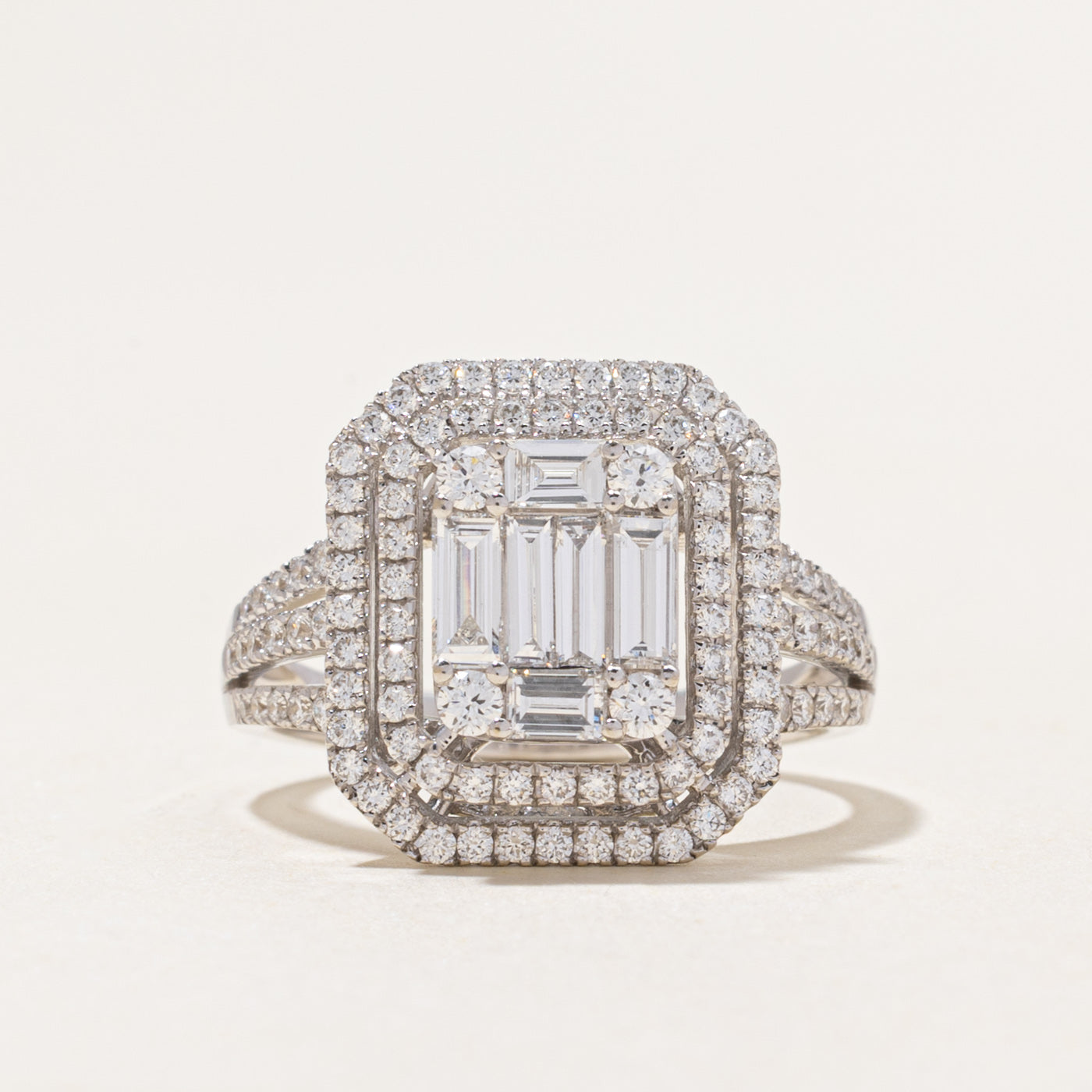 18k Illusion Set Diamond Double Halo Cocktail Ring | 1.27ctw | SZ 6.5