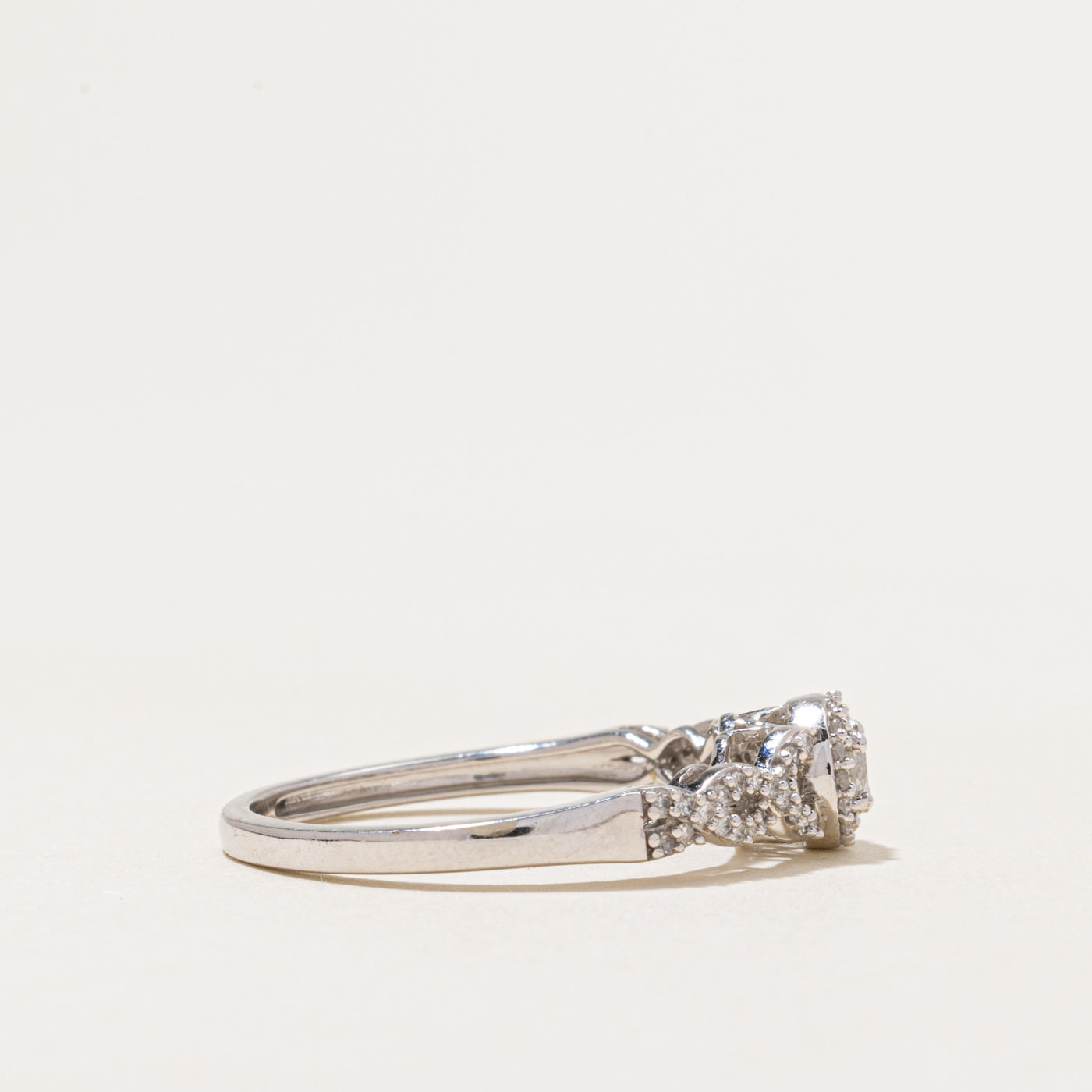 White Gold Diamond Halo Cross Over Ring | 0.29ctw | SZ 8