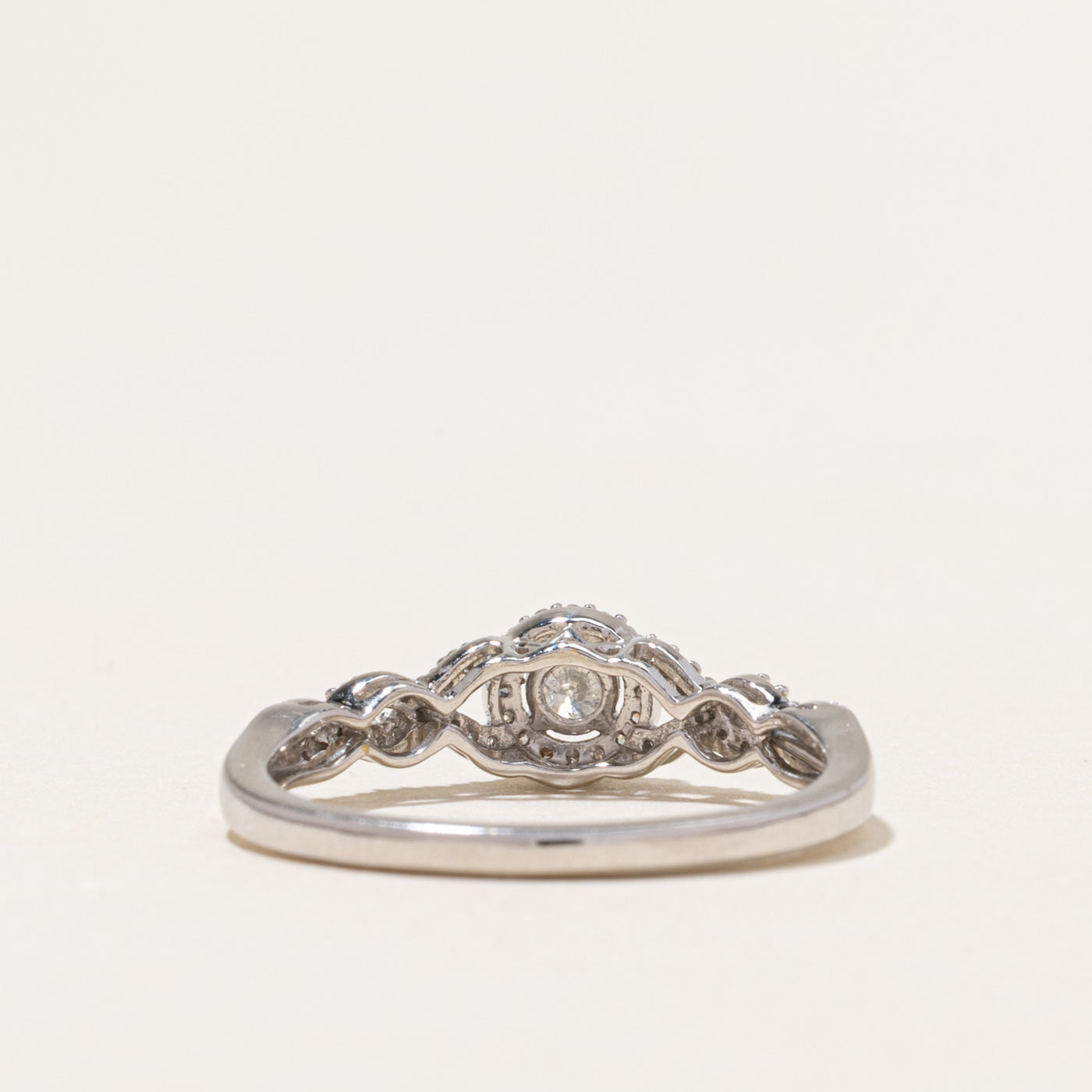White Gold Diamond Halo Cross Over Ring | 0.29ctw | SZ 8