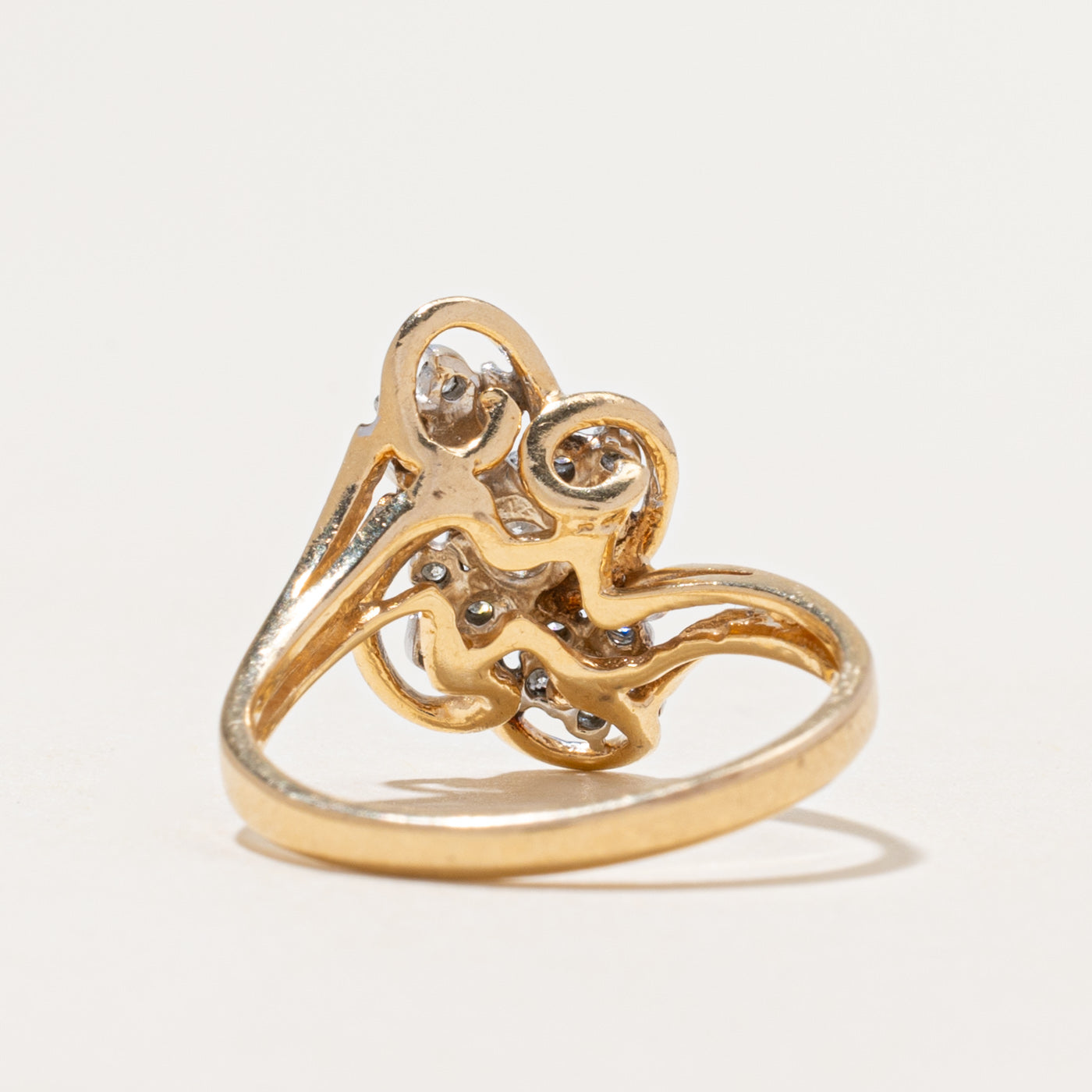 Yellow Gold Diamond Cluster Bypass Ring | 0.25ctw | SZ 6.75