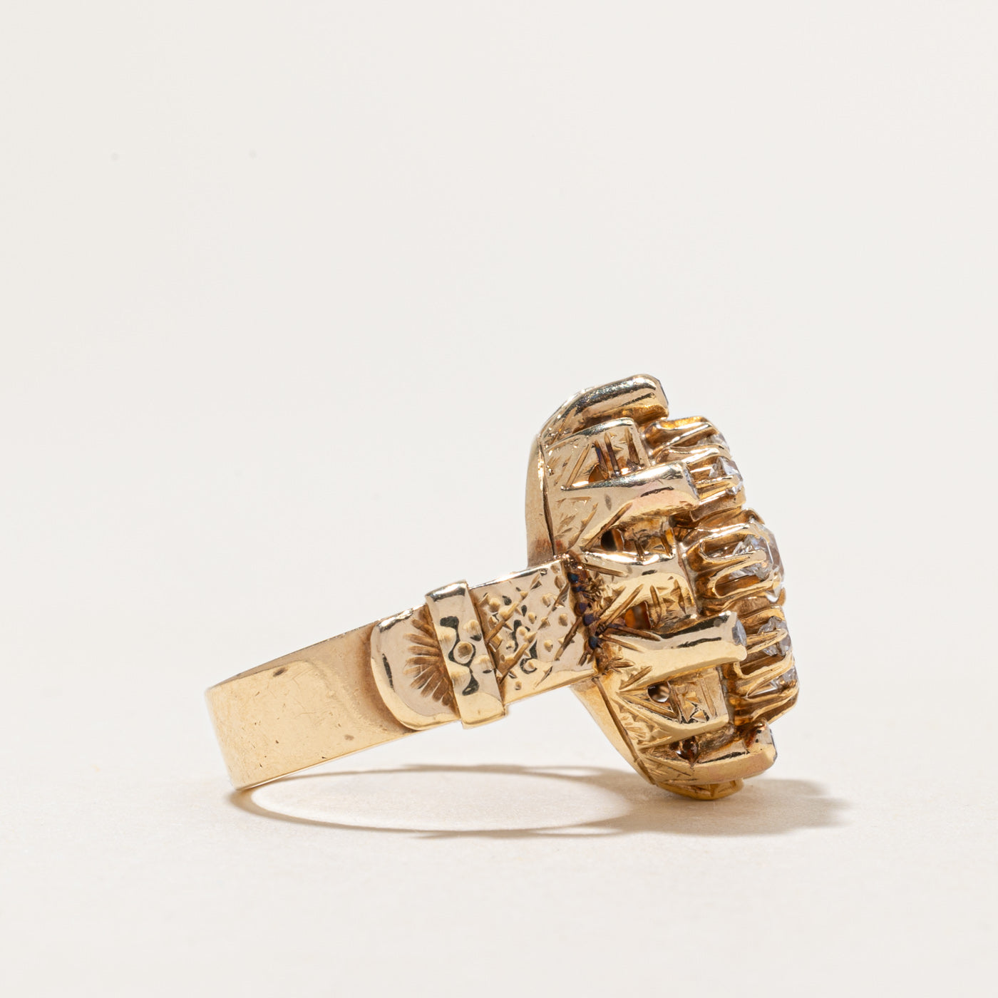 Old European Cut Diamond Cluster Cocktail Ring | 0.90ctw | SZ 7