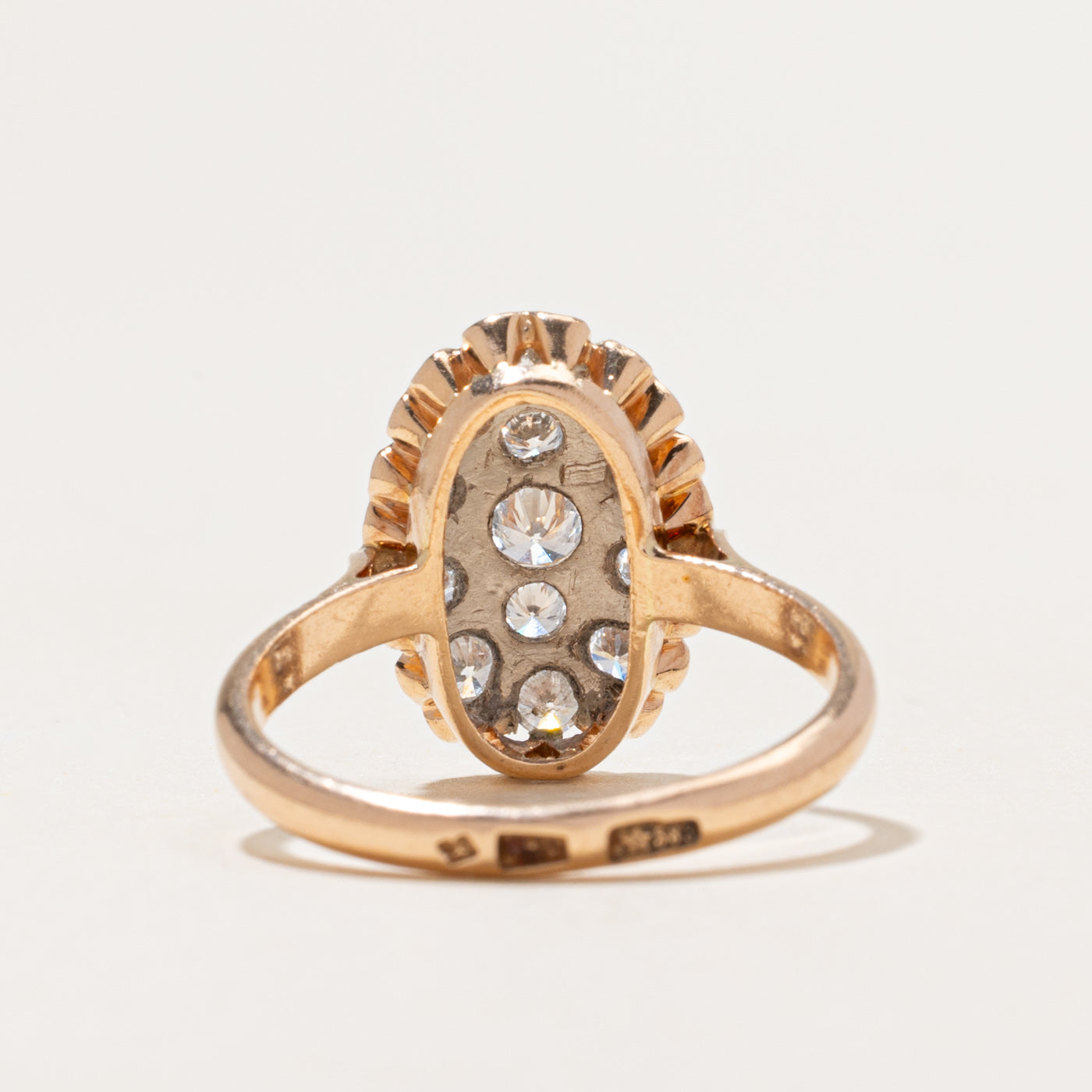 1966 Armenian Diamond Oval Cluster Cocktail Ring | 0.89ctw | SZ 8.75